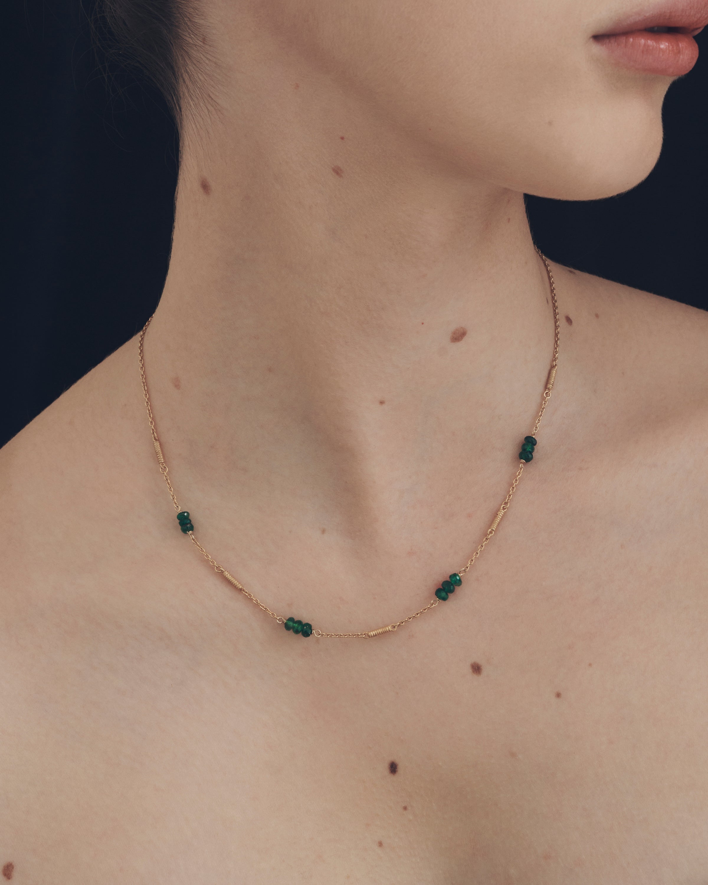 Quinn Necklace Emerald Gold Vermeil