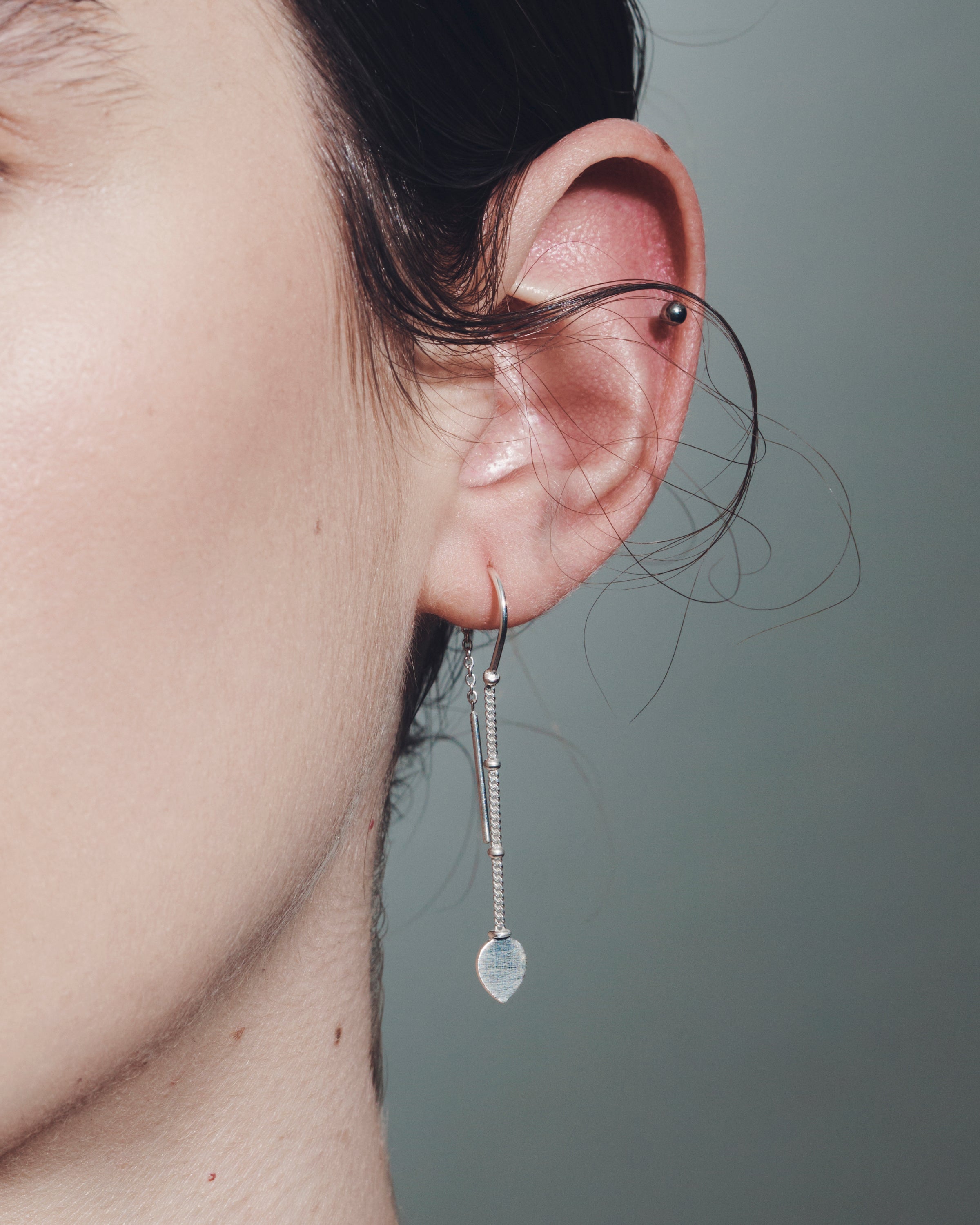 Hanging Lotus Earrings Silver