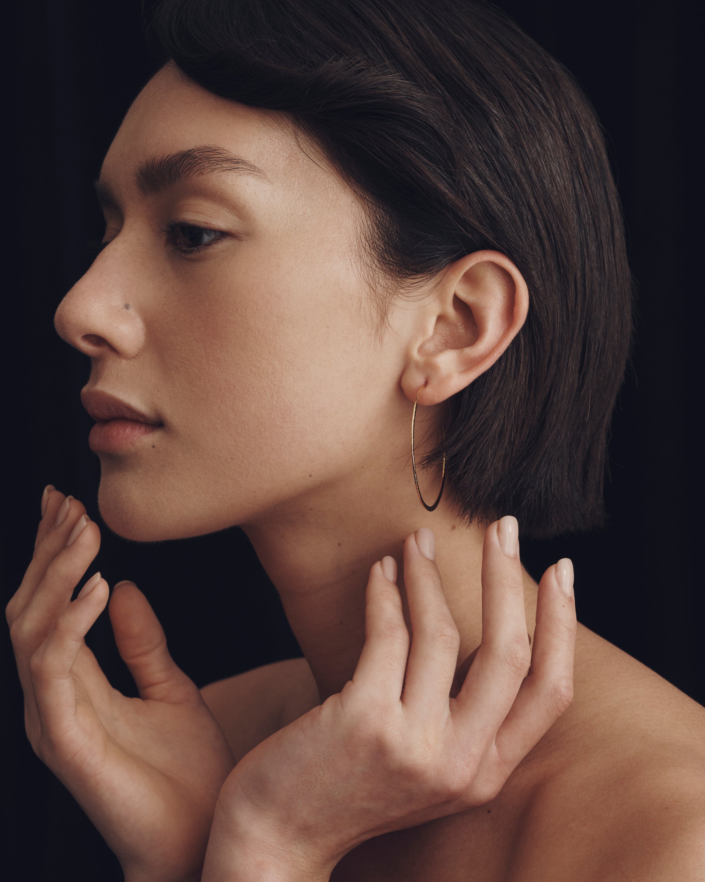 Simple Hoop Earrings Hammered Gold Vermeil