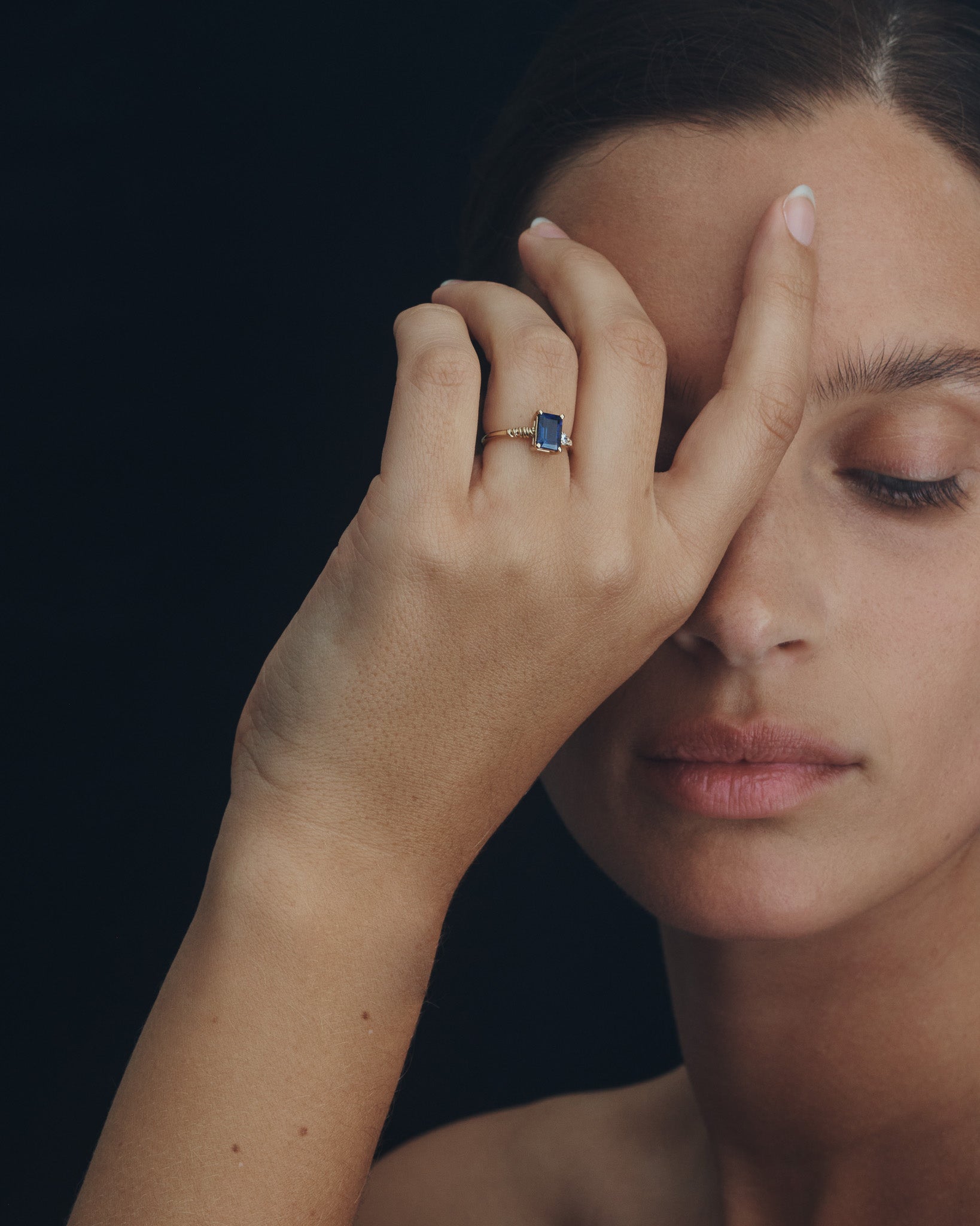 Twilight Ring Iolite Diamond Solid Gold