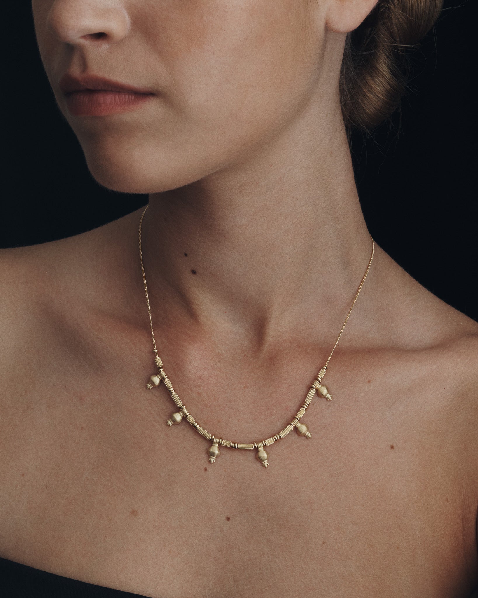 Pomegranate Statement Necklace Gold Vermeil