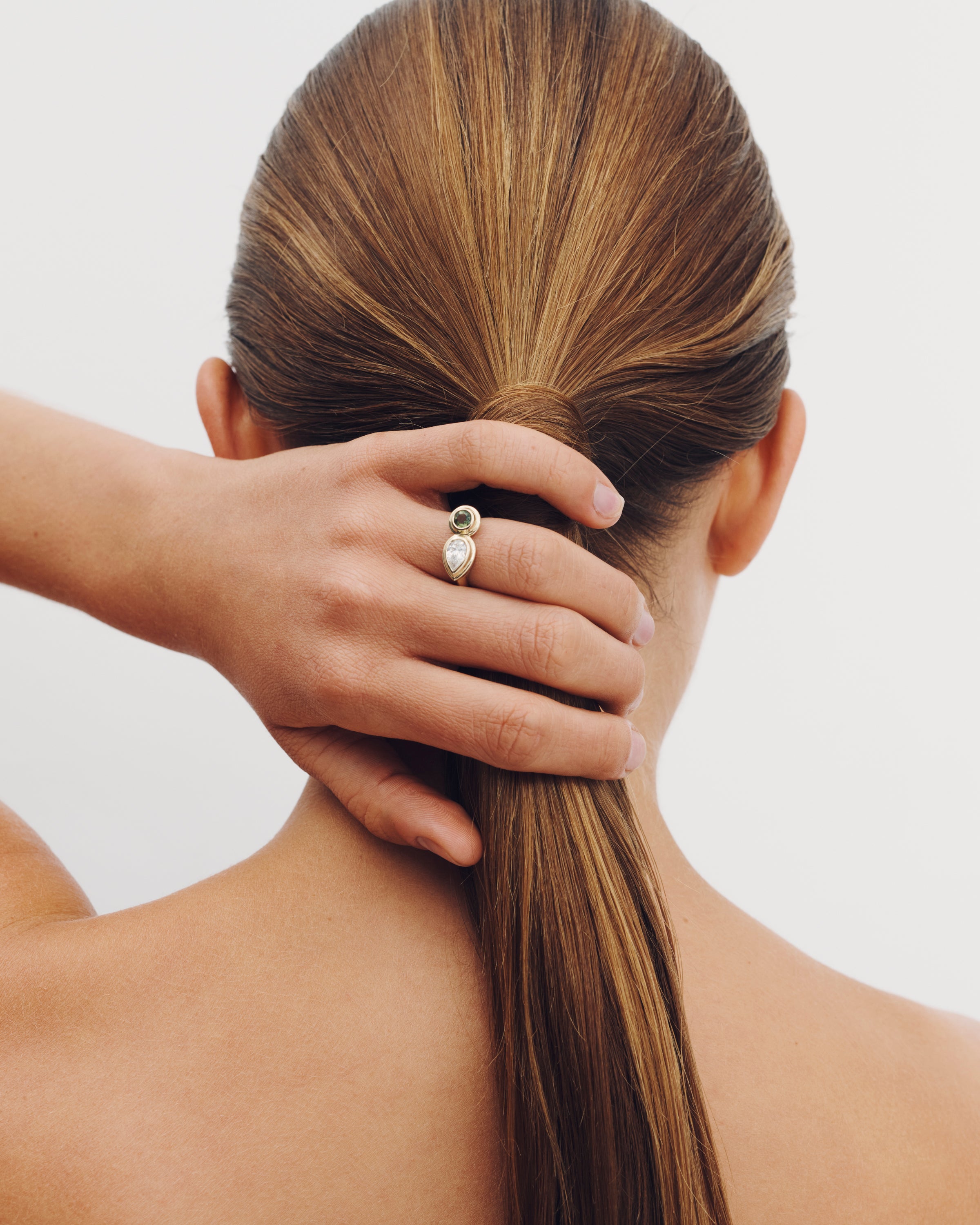 Hara Ring Moldavite Diamond Solid Gold