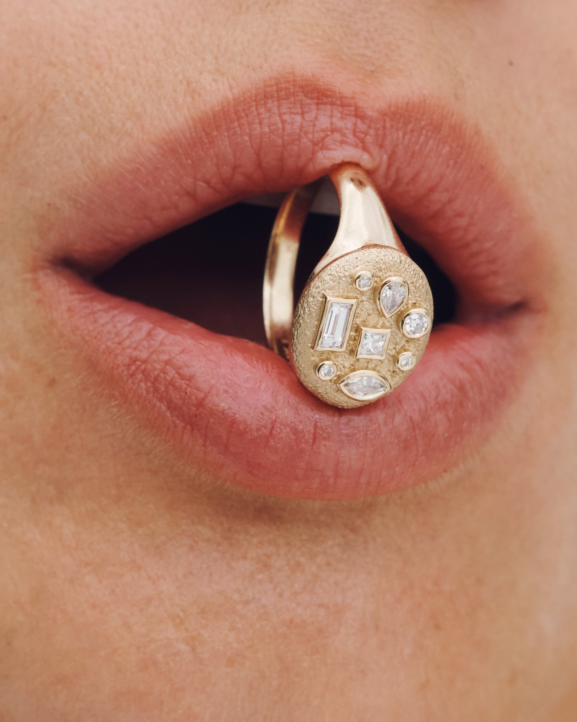 Mosaic Ring Cluster Diamond Solid Gold