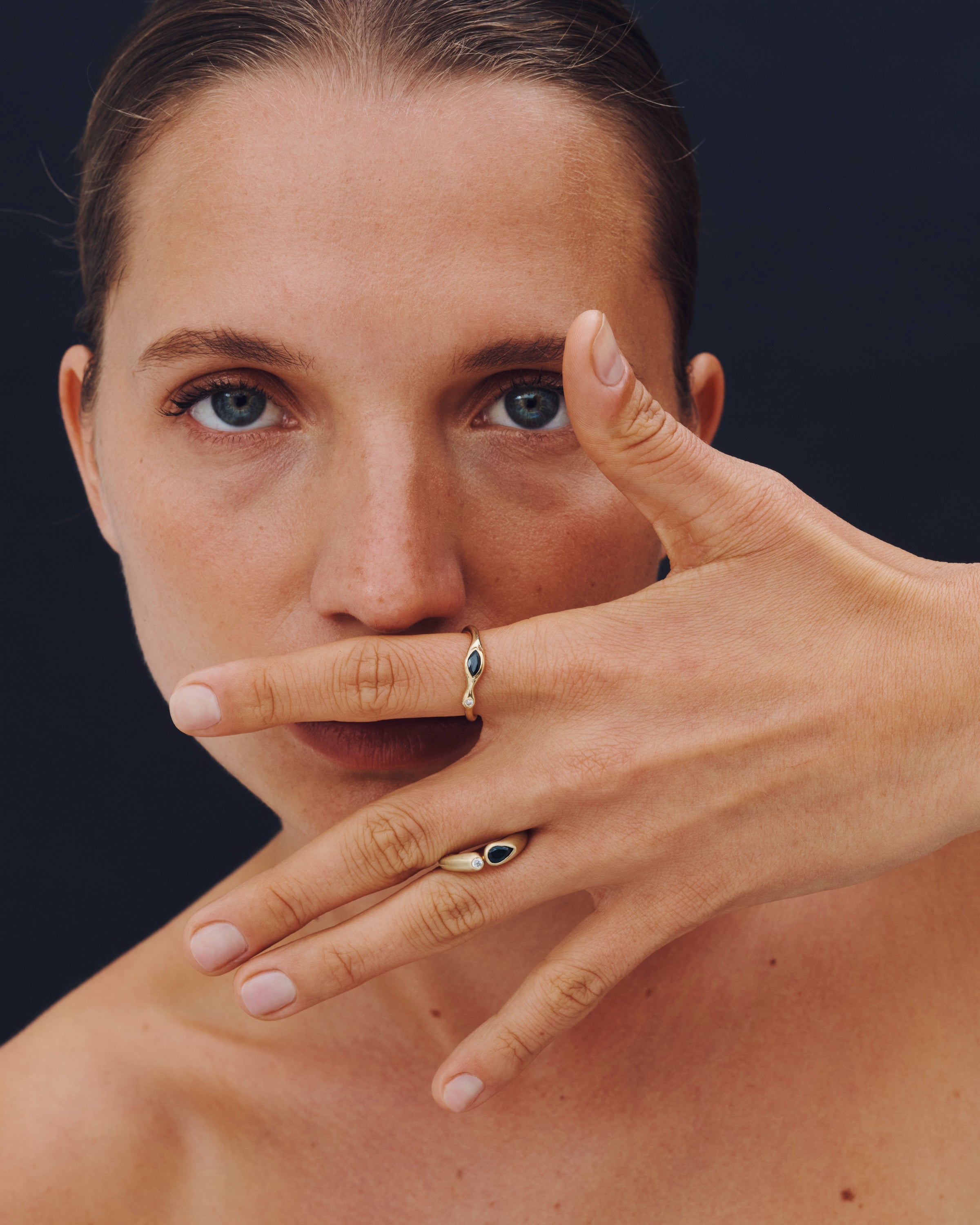 Kindred Ring Sapphire Diamond Satin Solid Gold