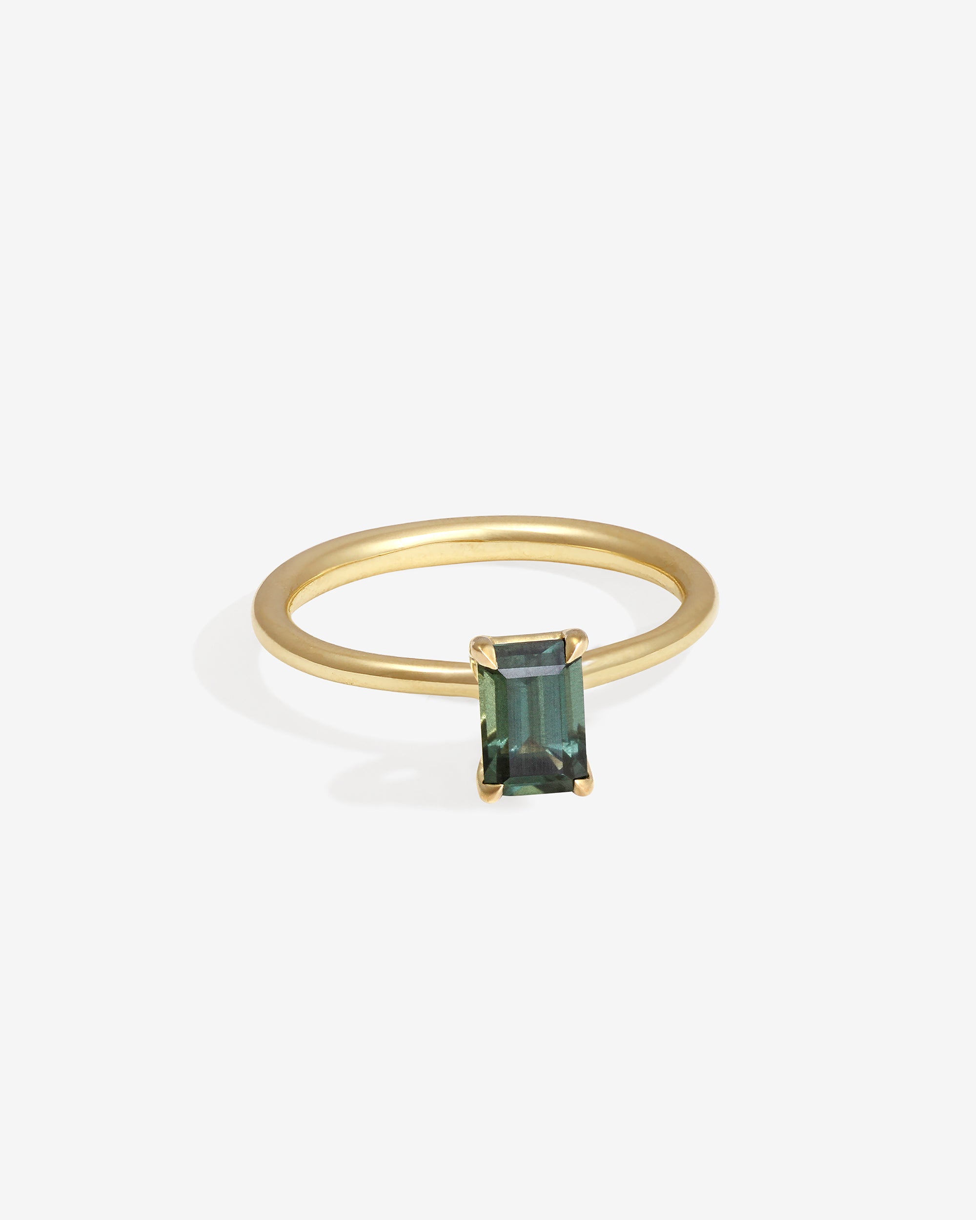 Adama Emerald Cut Ring Solitaire 0.83ct Green Sapphire Solid Gold
