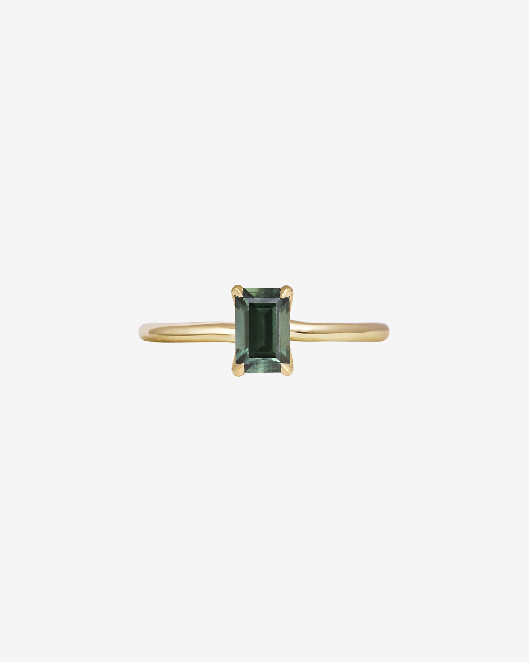Adama Emerald Cut Ring Solitaire 0.83ct Green Sapphire Solid Gold