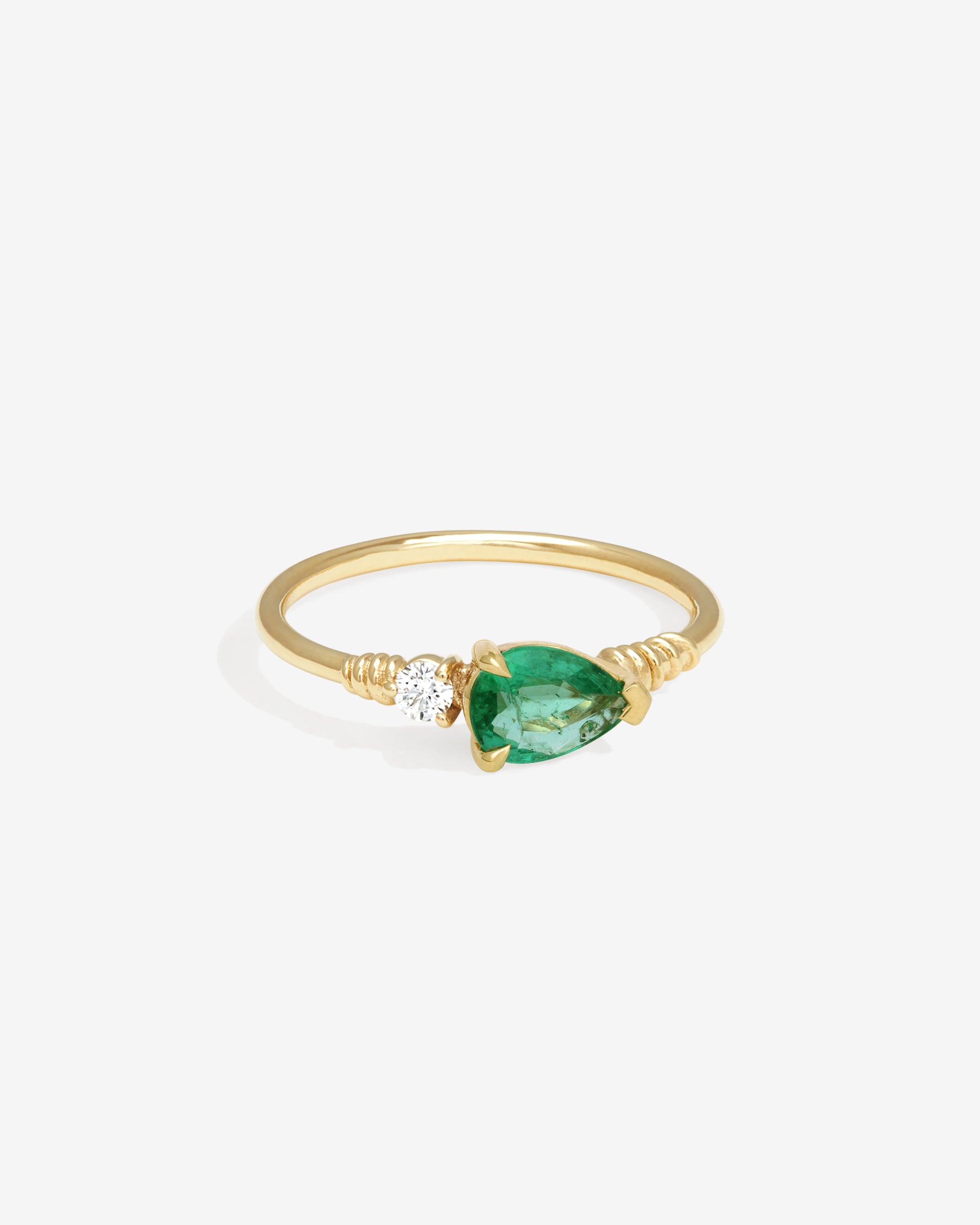 Ariel Ring Emerald Diamond Solid Gold