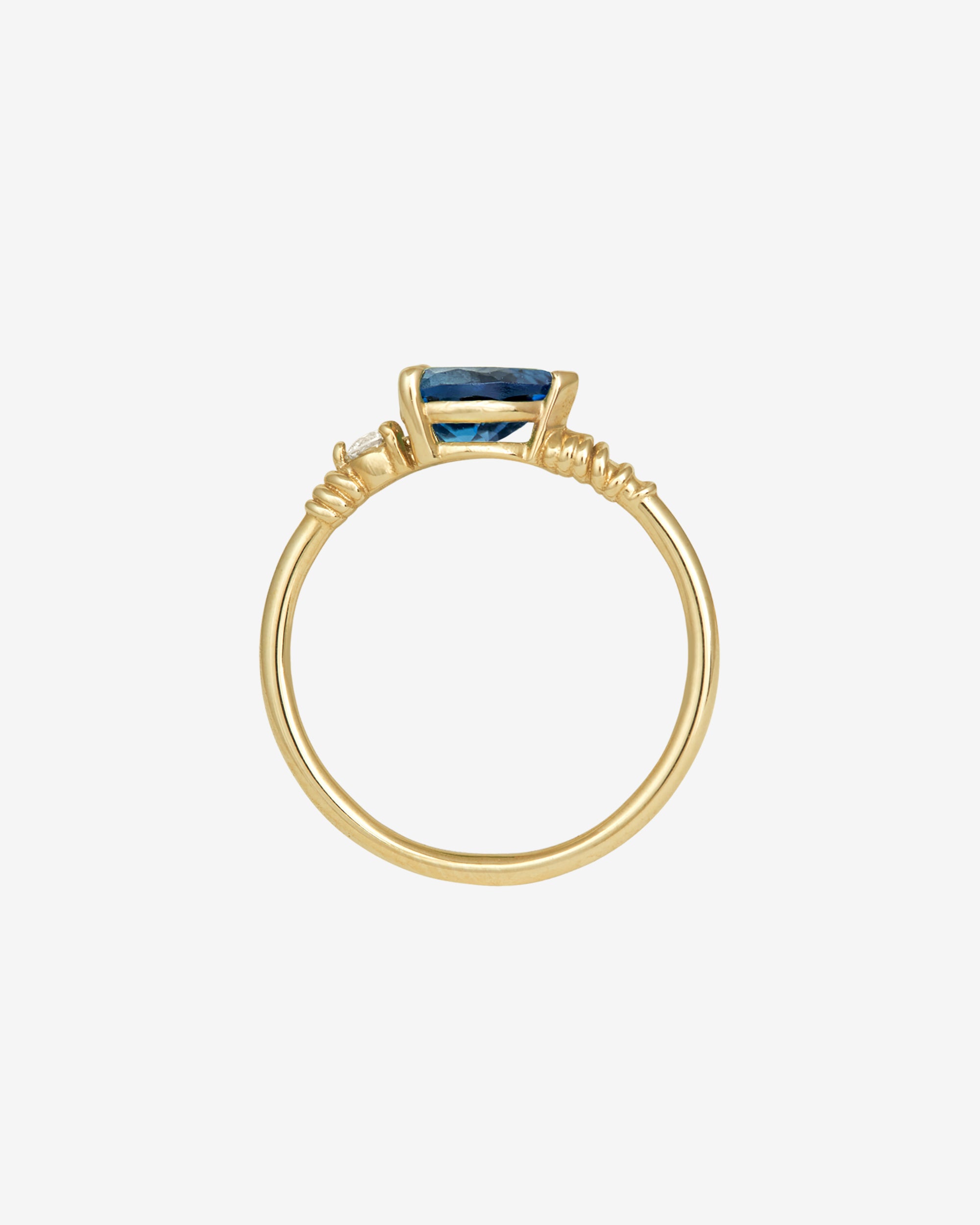 Ariel Ring Blue Topaz Diamond Solid Gold