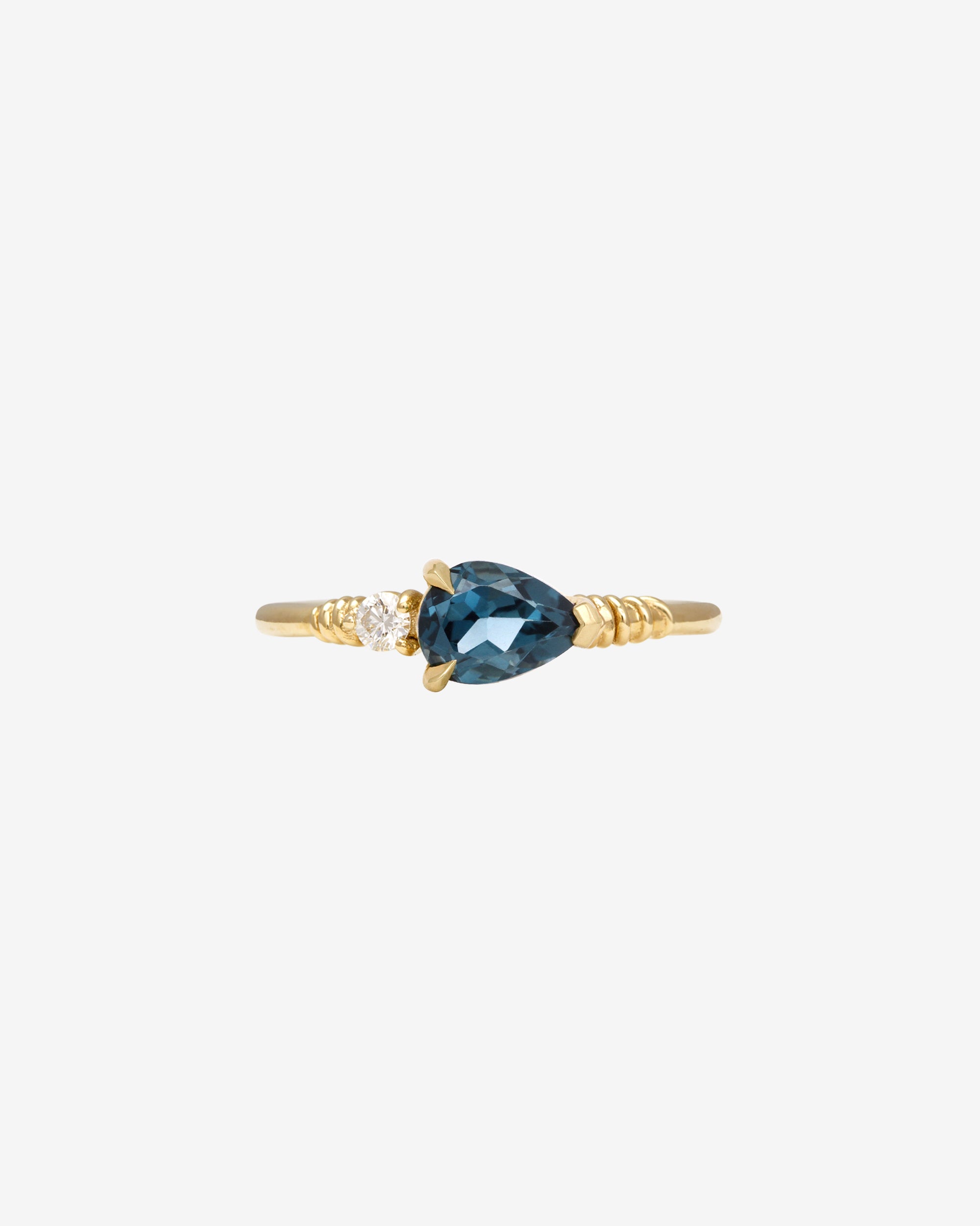 Ariel Ring Blue Topaz Diamond Solid Gold