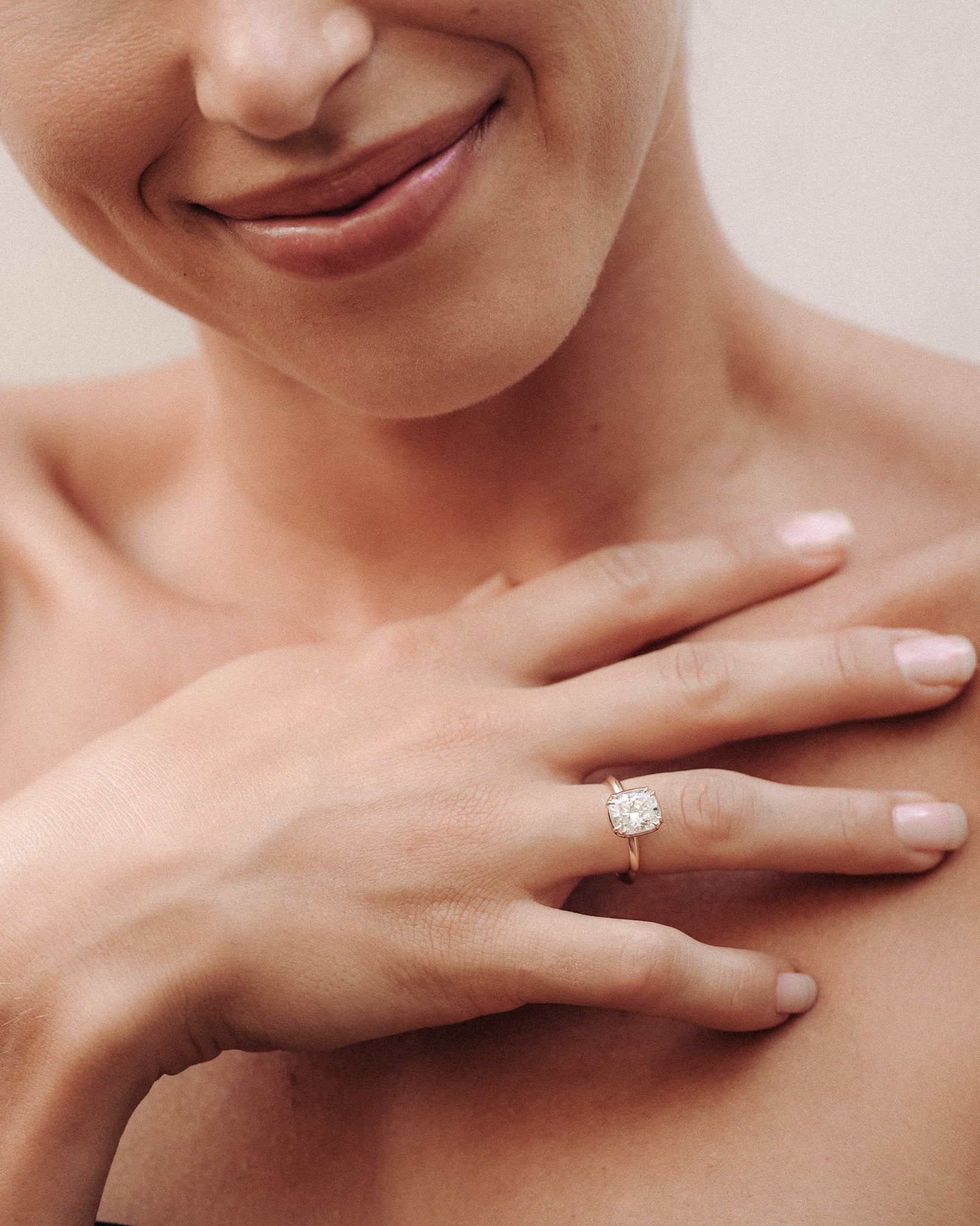 Azalea Ring Cushion Cut Diamond Solid Gold