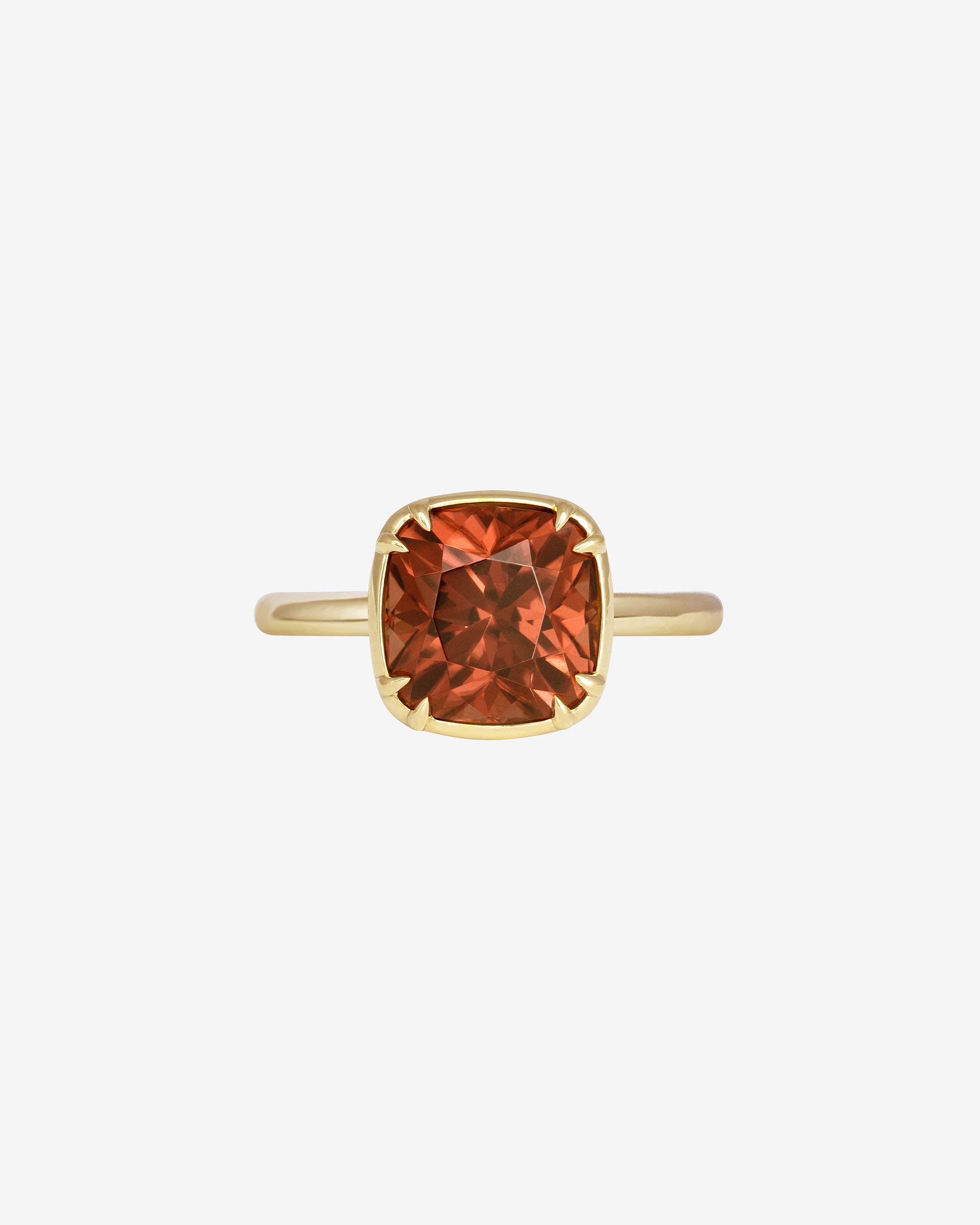 Azalea Cushion Ring 4.97ct Jacinth Zircon Solid Gold