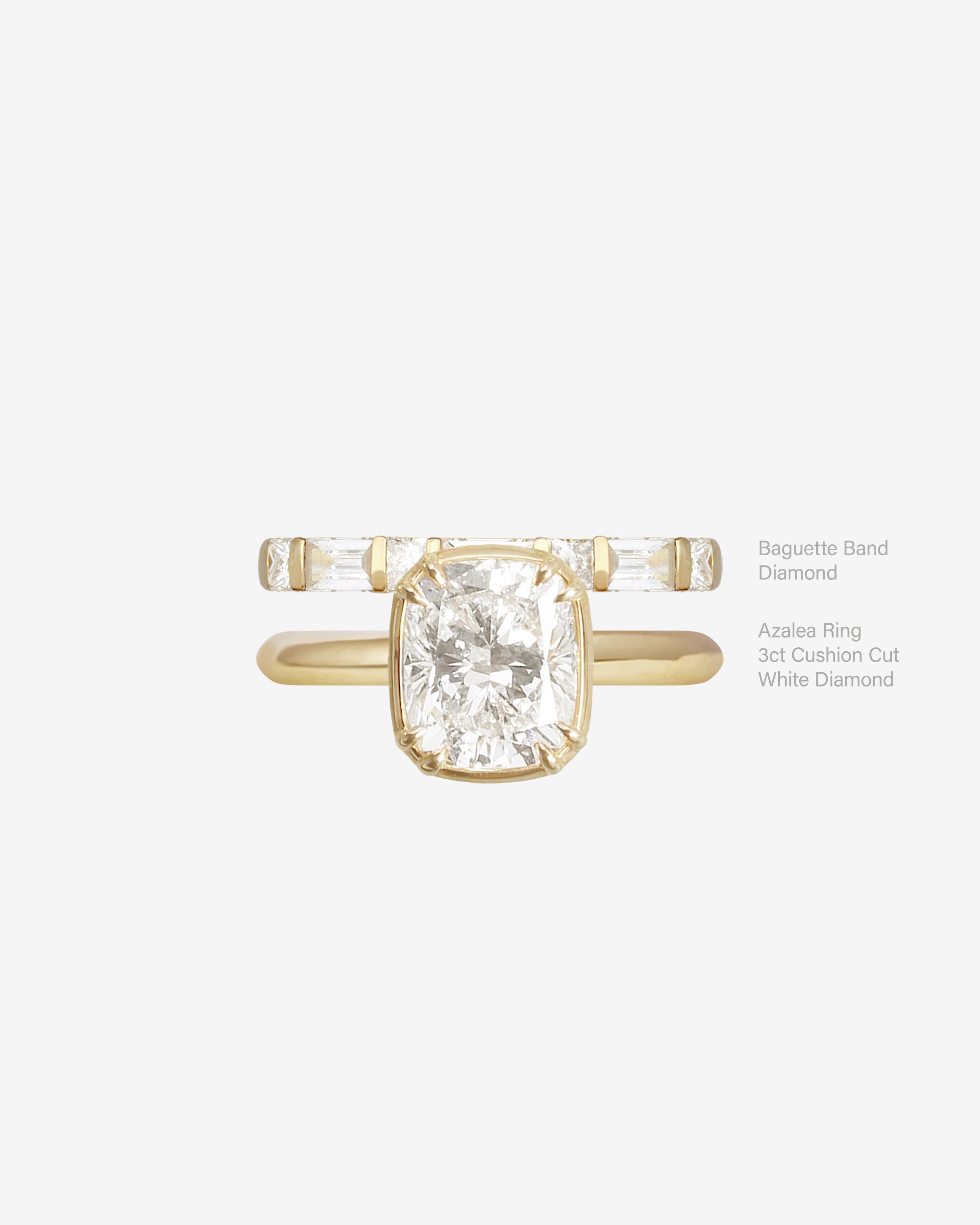 Azalea Ring Cushion Cut Diamond Solid Gold