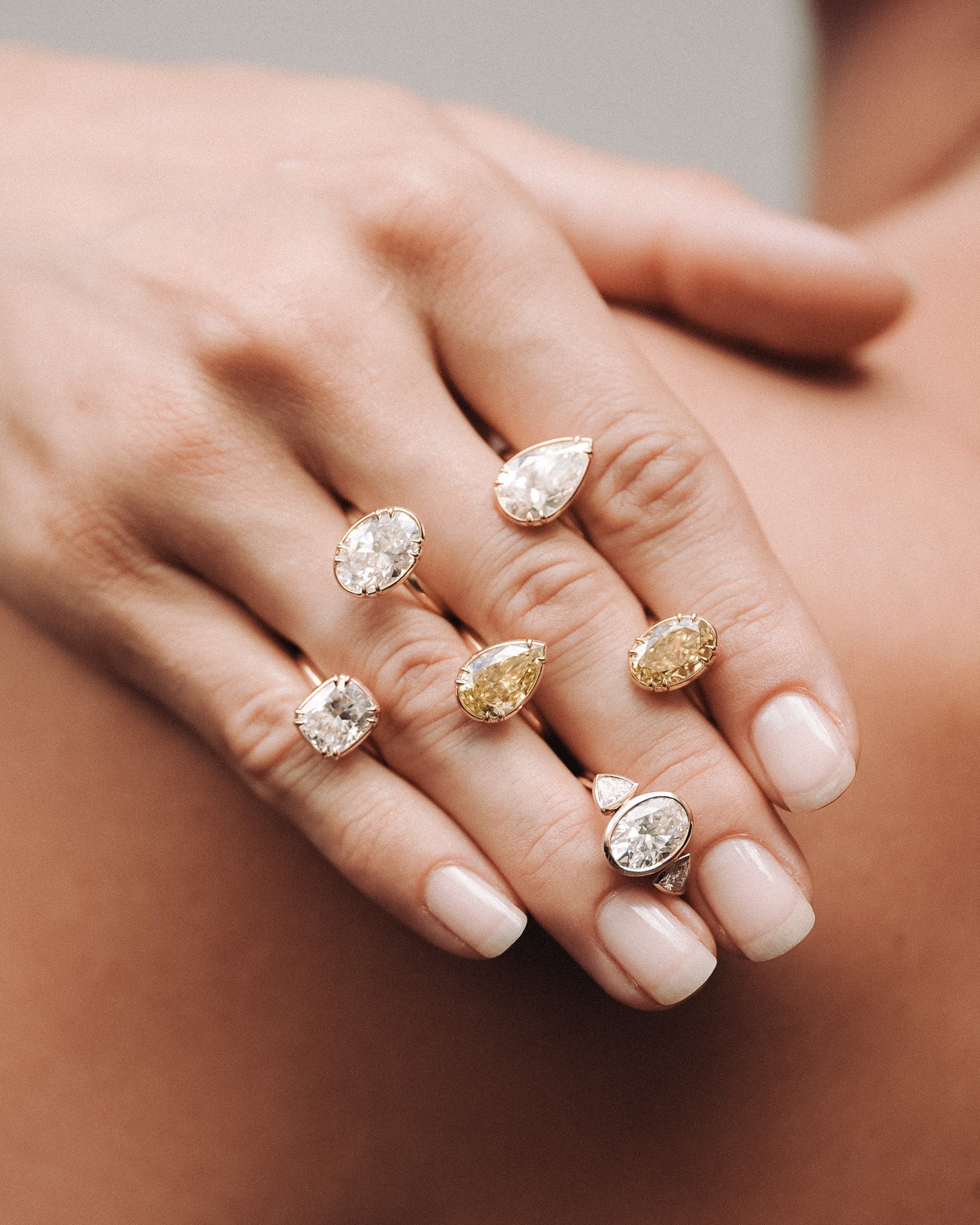 Azalea Ring 3ct Oval Cut Champagne Diamond Solid Gold