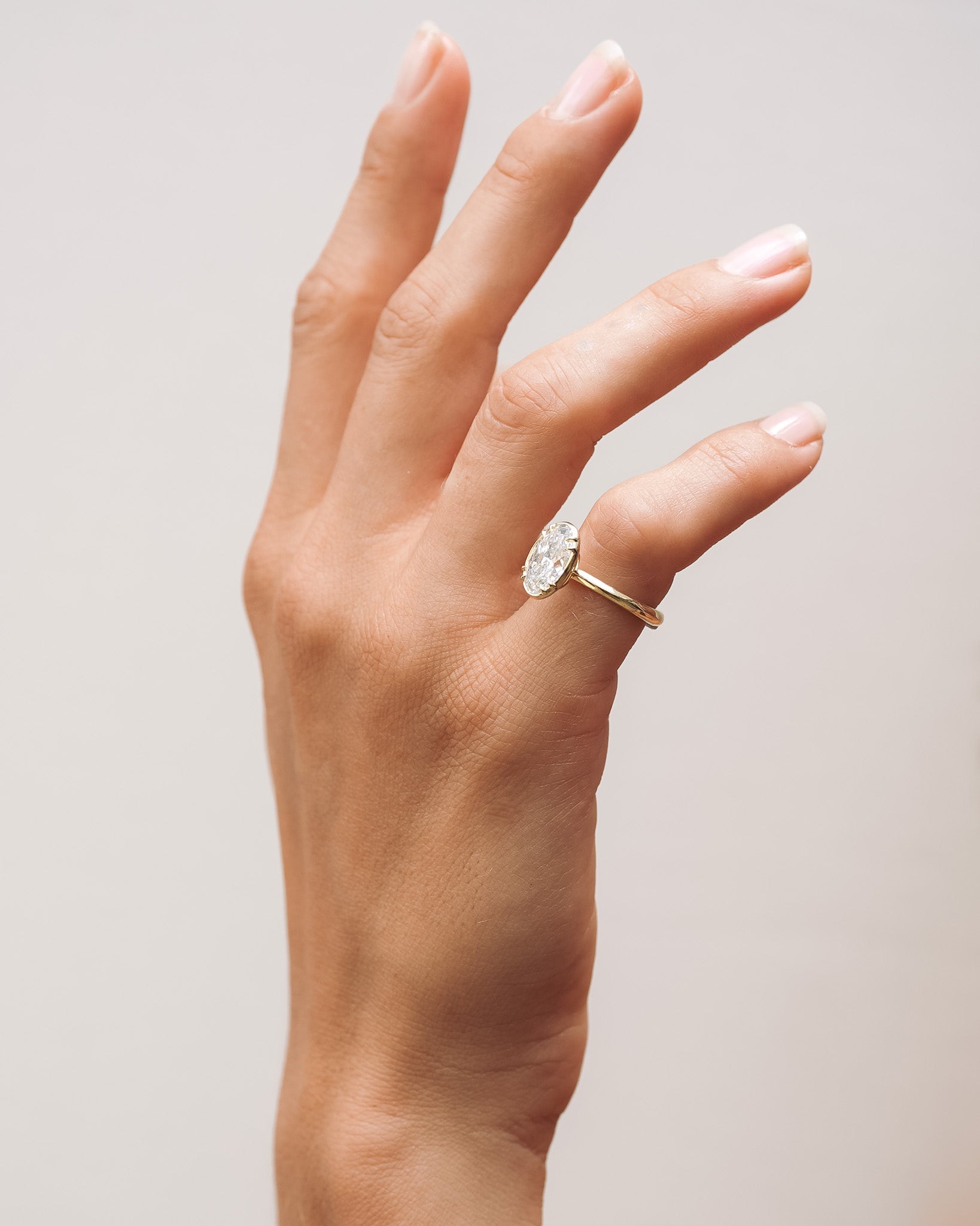 Azalea Ring 3ct Oval Cut White Diamond Solid Gold