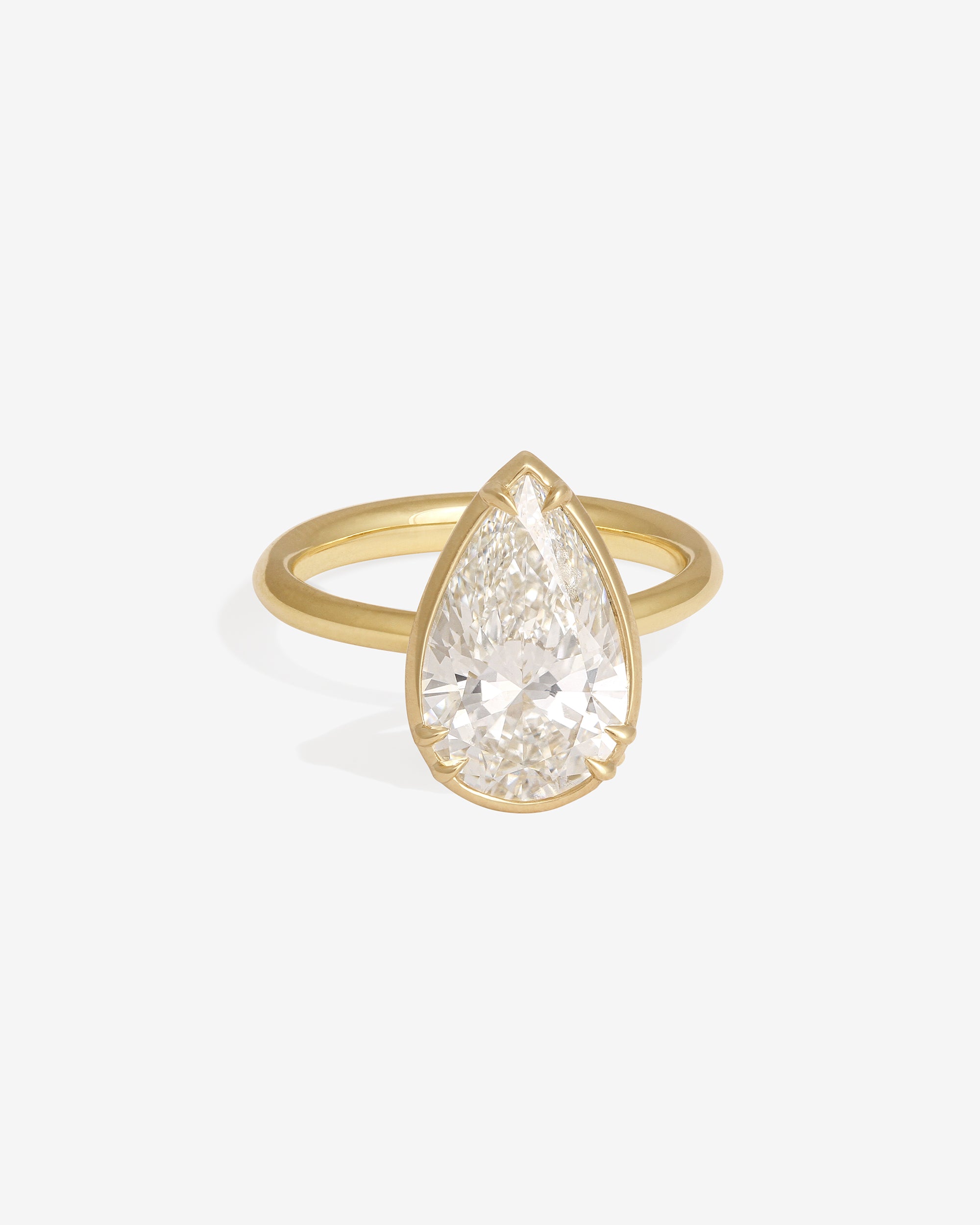 Azalea Ring 3ct Pear Cut White Diamond Solid Gold