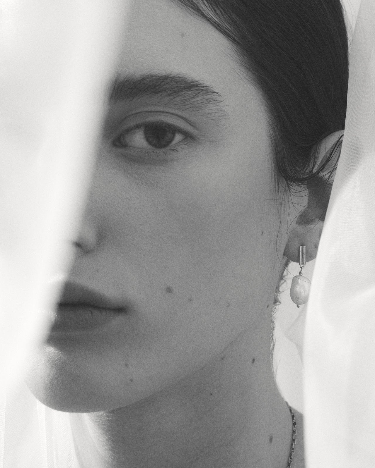 Baroque Earrings Pearl Silver