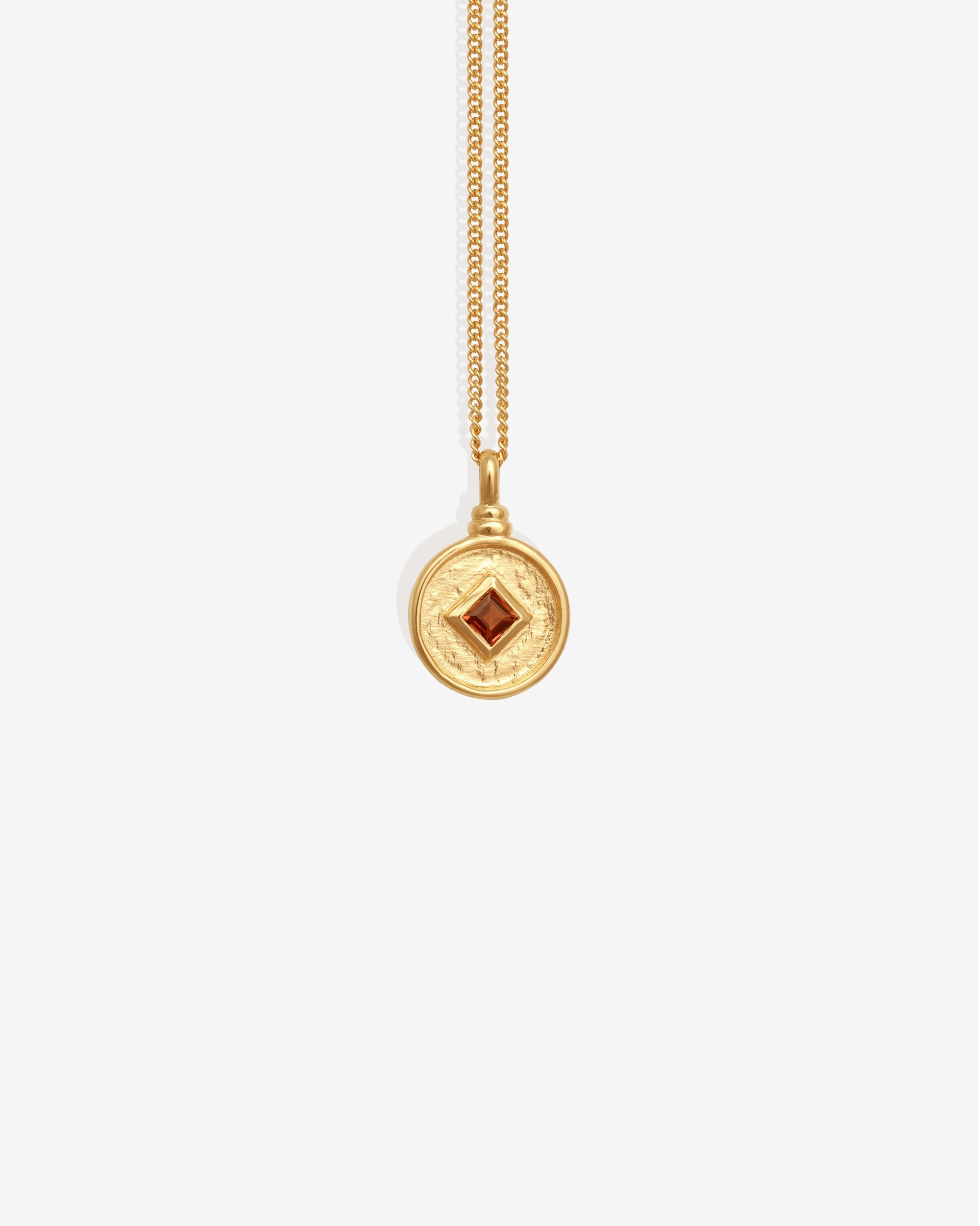 Blaze Coin Necklace Gold Vermeil set with garnet