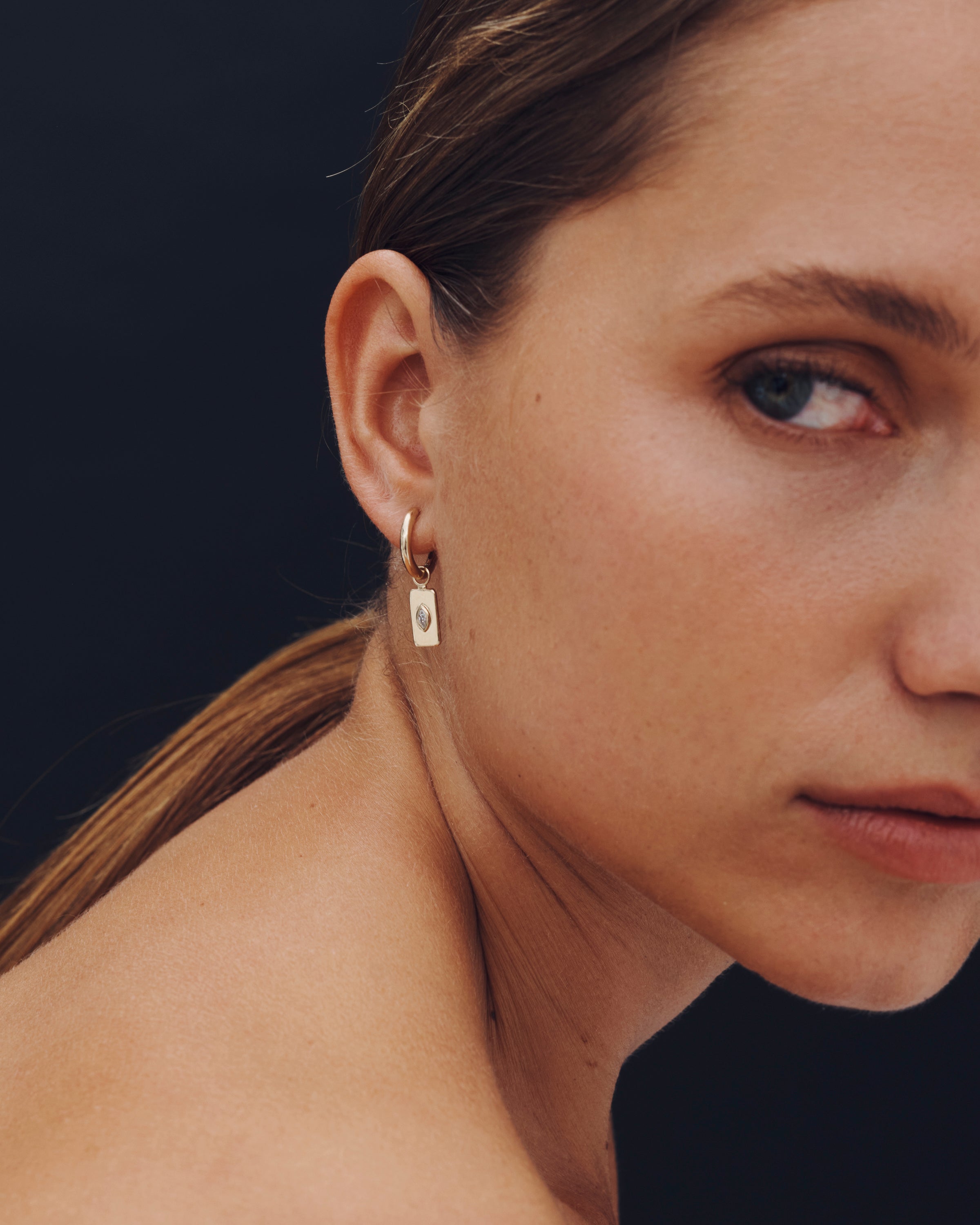 Tarot Ear Charm Marquise Diamond Solid Gold