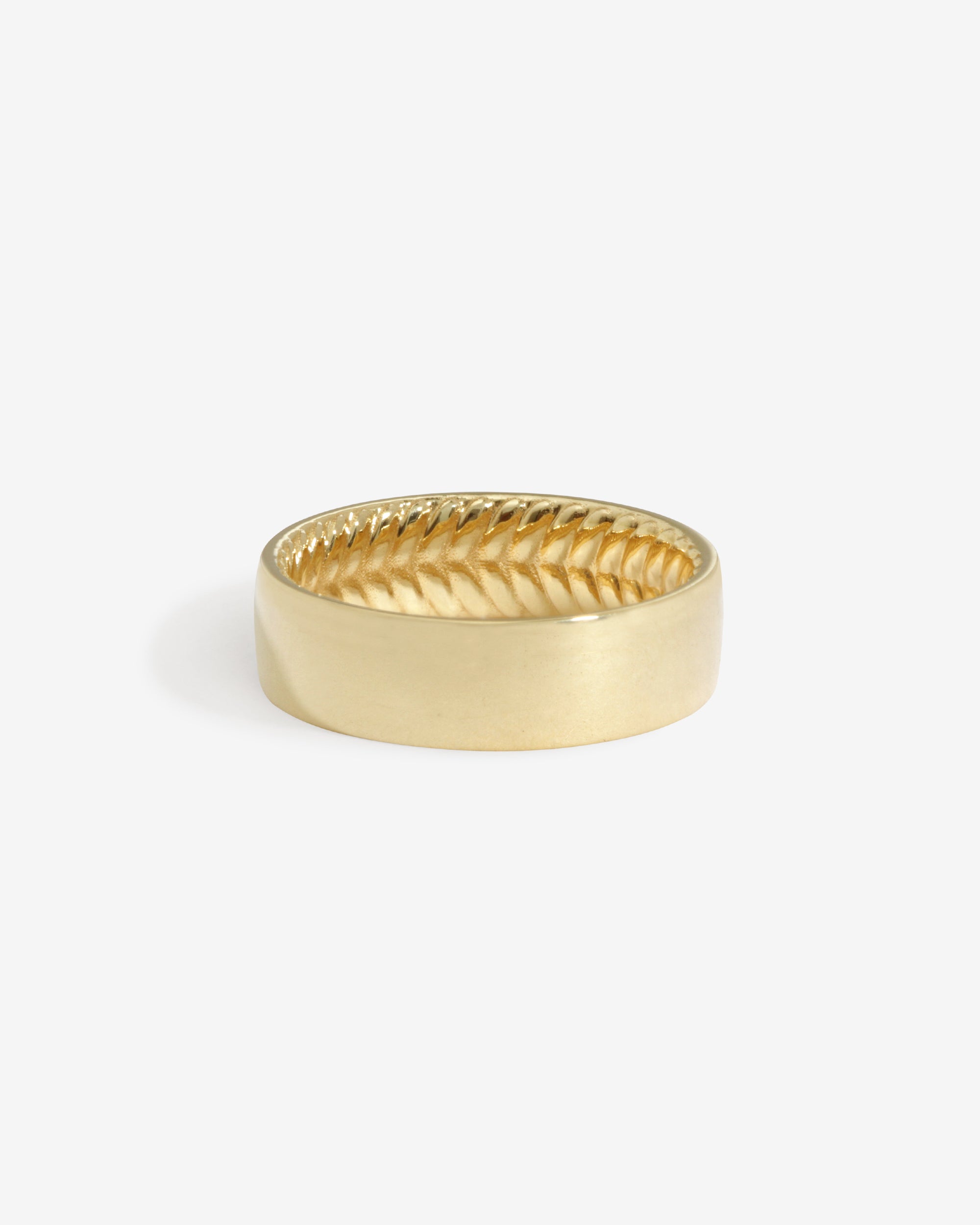 Chevron 6mm Ring Polished Solid Gold