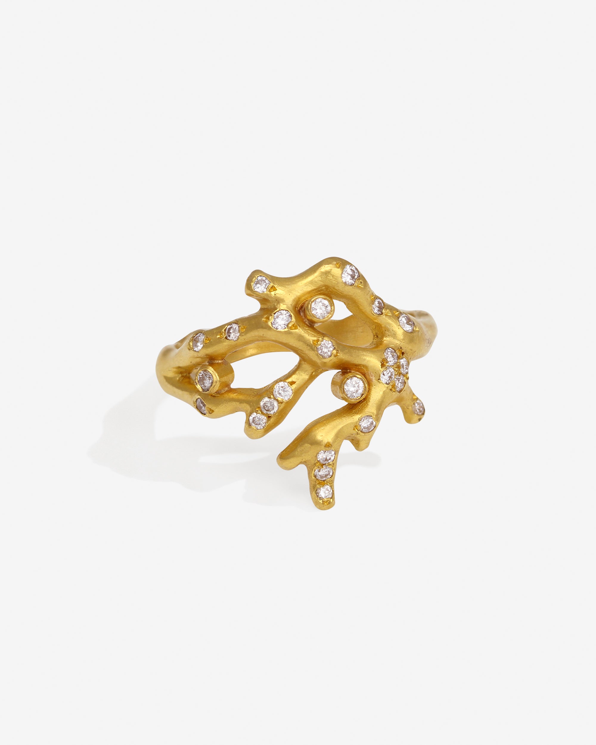 Coral Ring Diamond Solid Gold