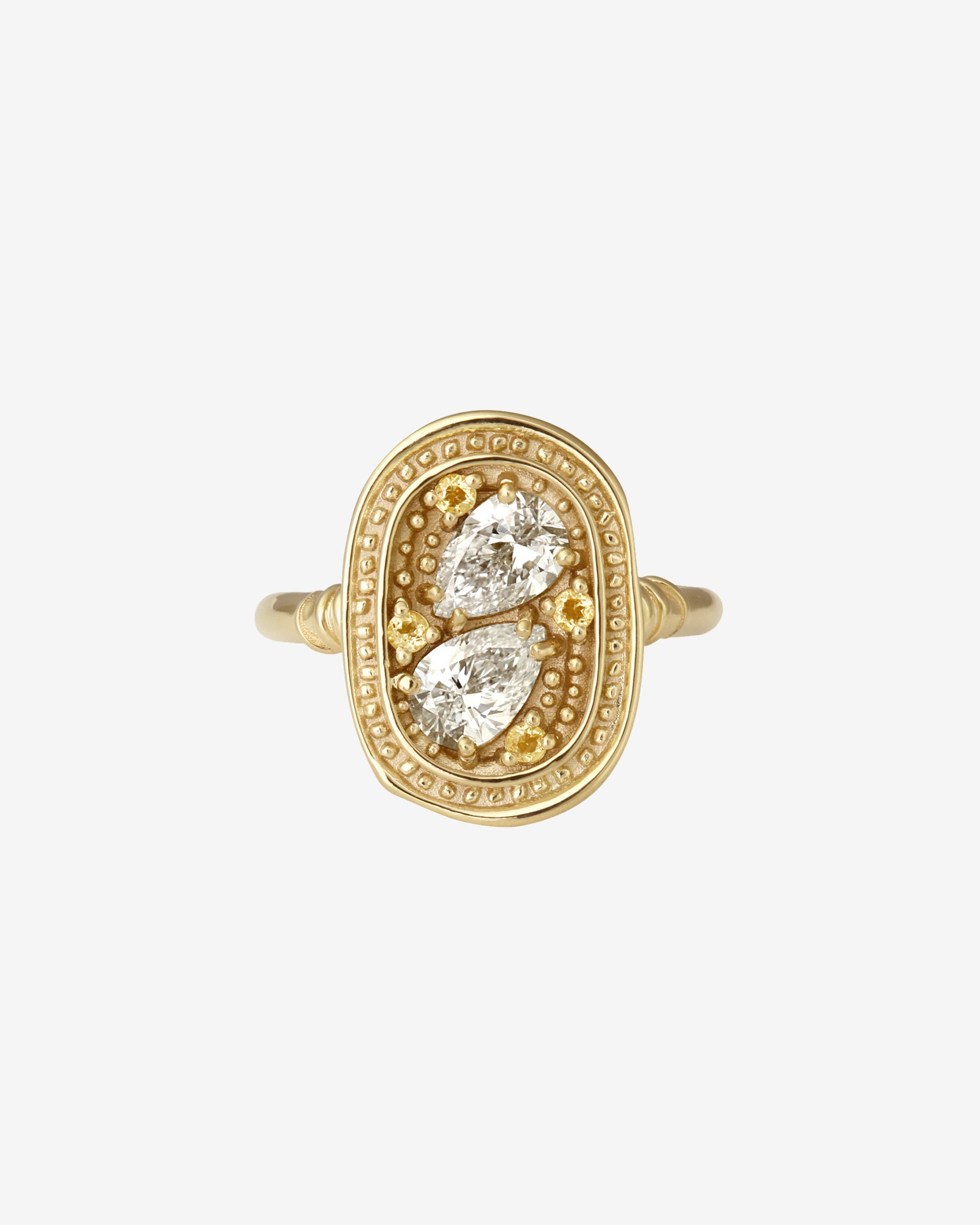 Custom Ring Pear Diamonds & Citrine Ring