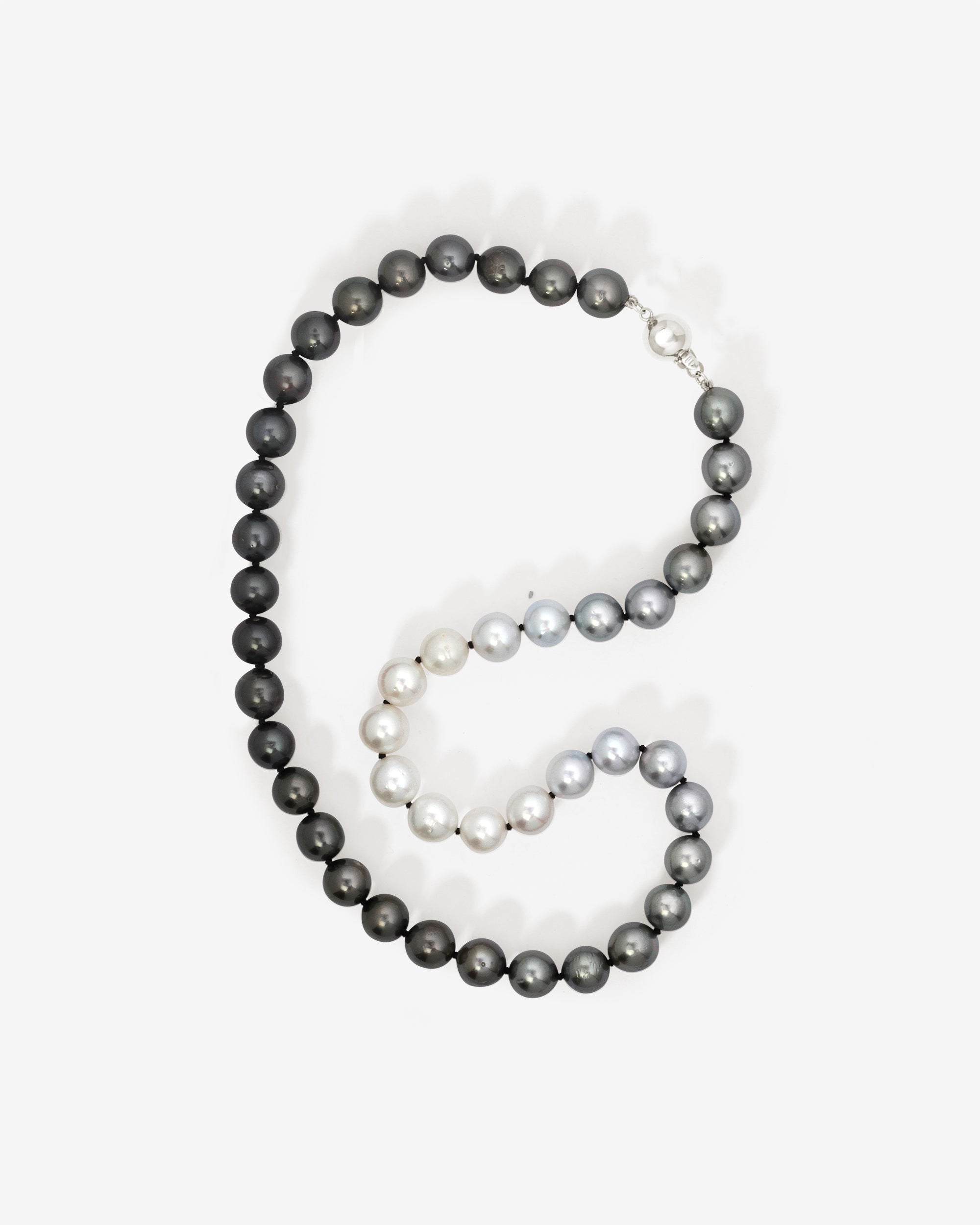 Eclipse Akoya and Tahitian Pearl Necklace White Gold