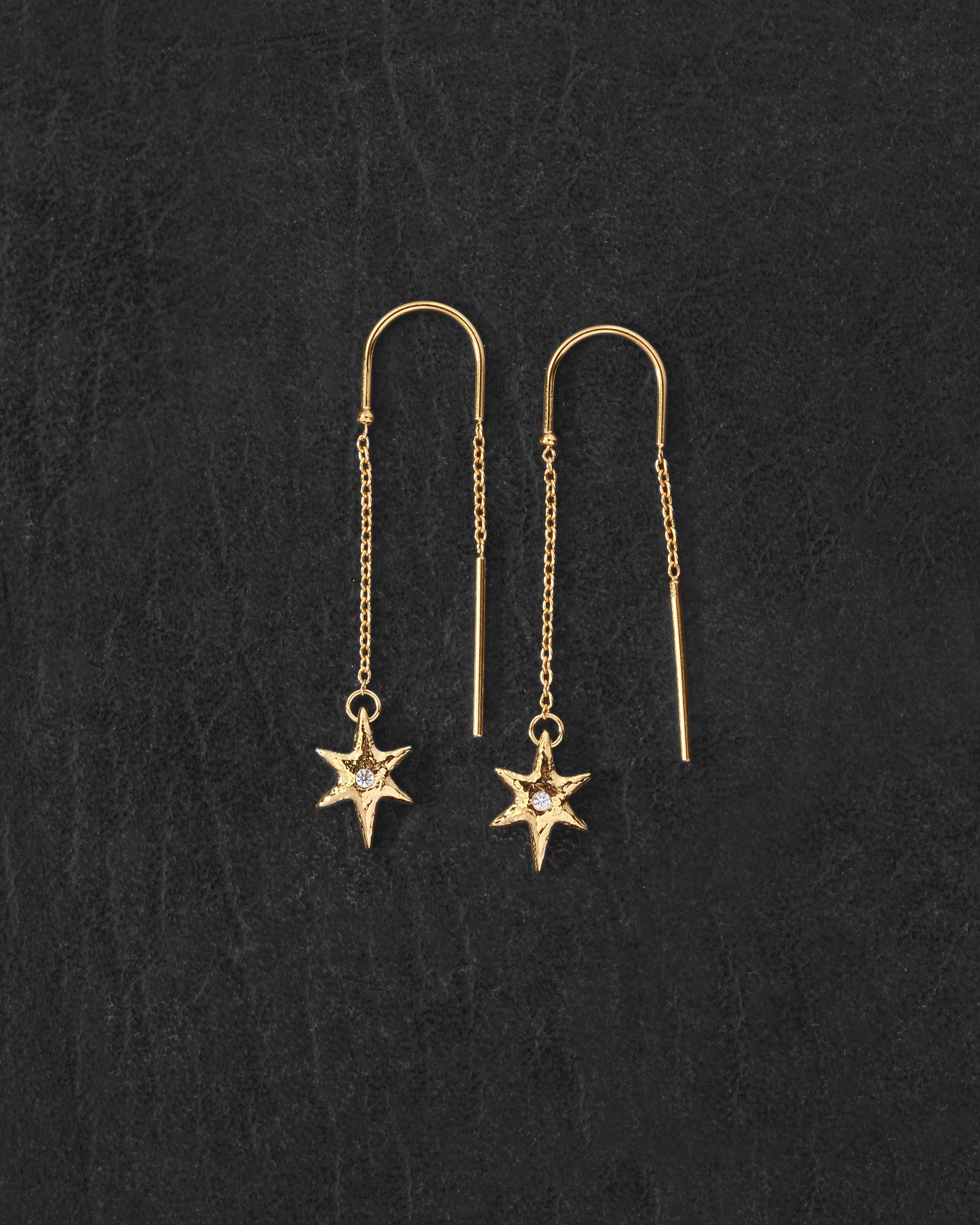 Electra Earrings Gold Vermeil on dark leather