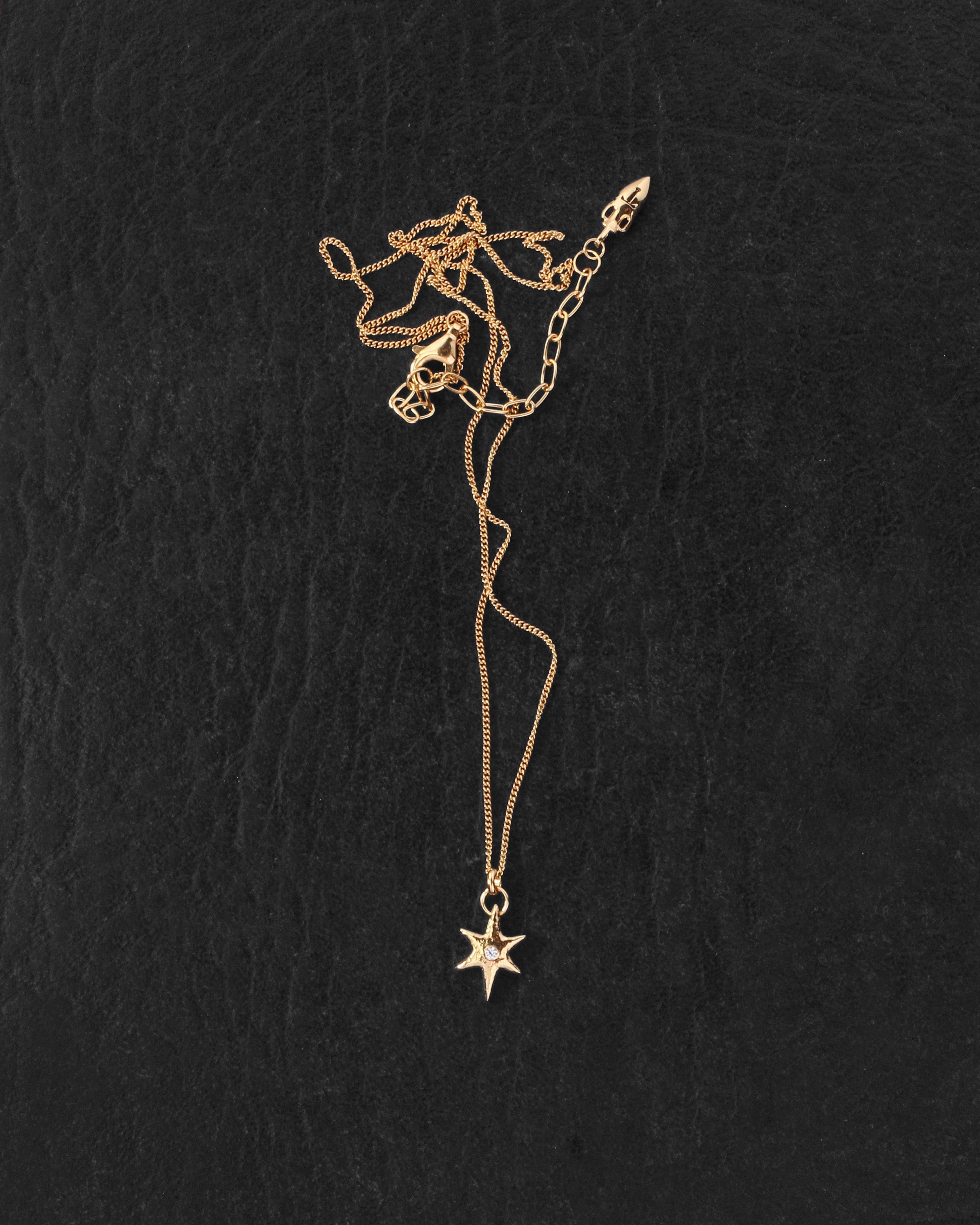 Electra Necklace Gold Vermeil on dark leather
