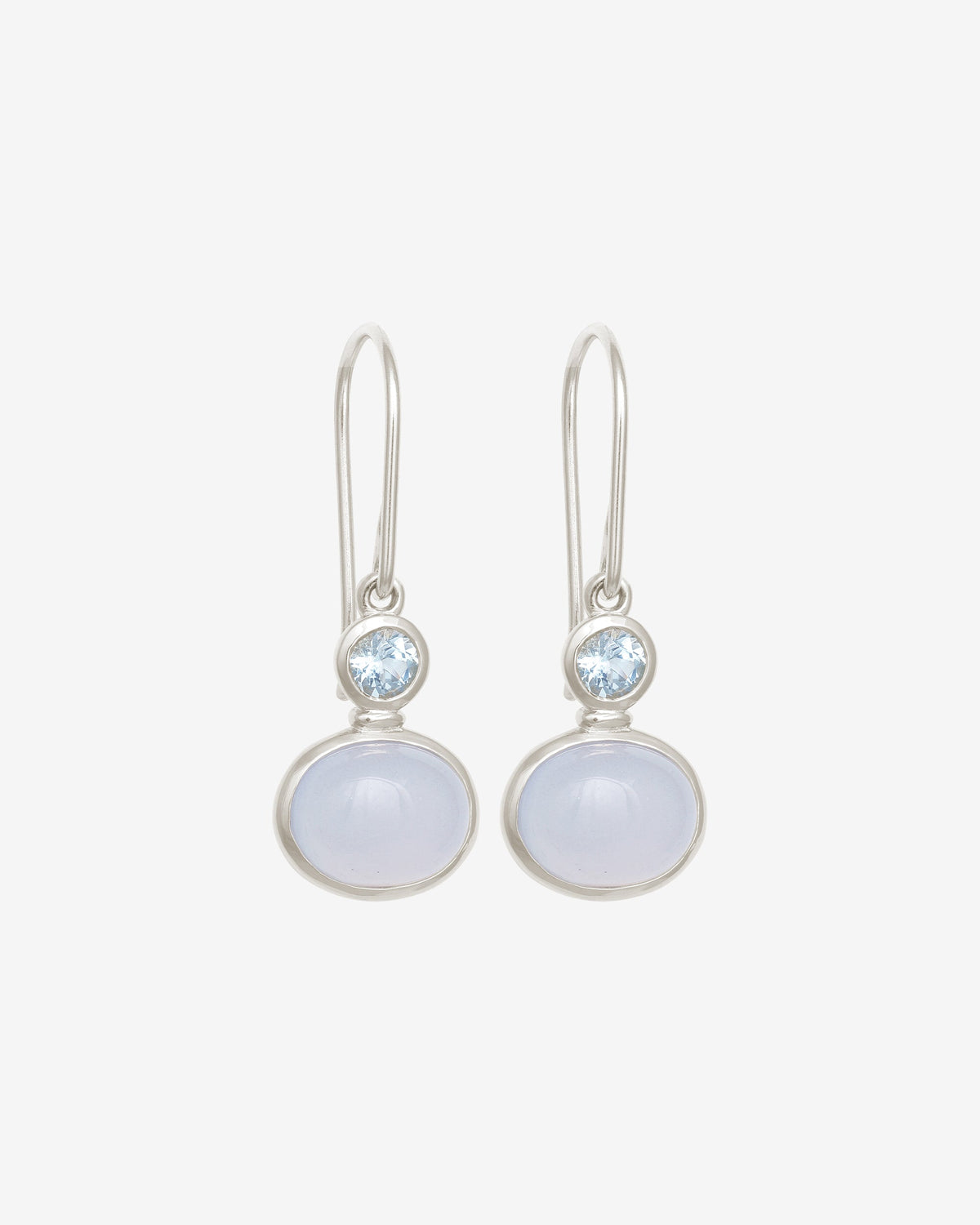 Ether Earrings Silver set with topaz and chalcedony