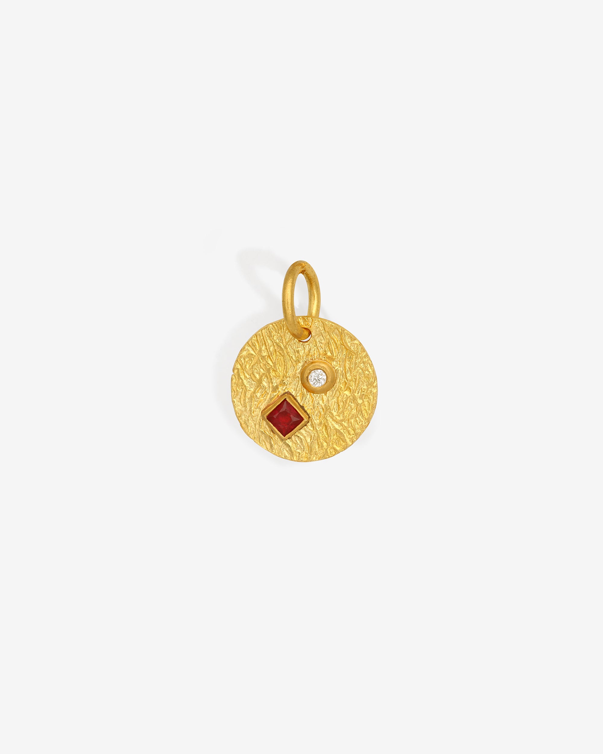 Etna Coin Pendant Ruby Diamond Solid Gold