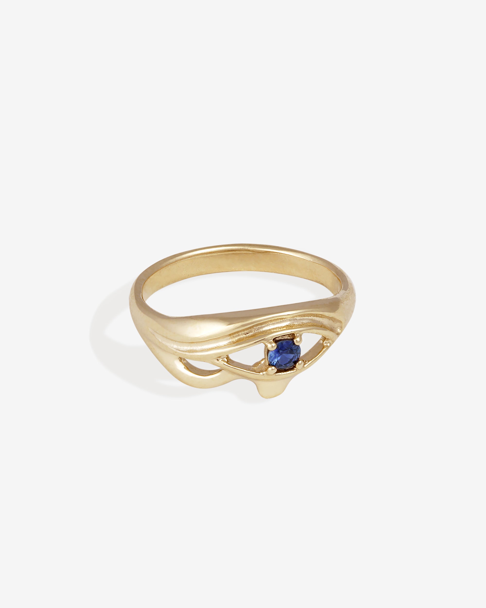 Eye of Ra Ring Blue Sapphire Solid Gold