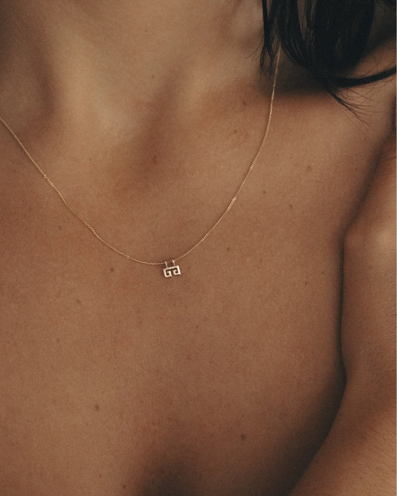 Greek Key Necklace Solid Gold