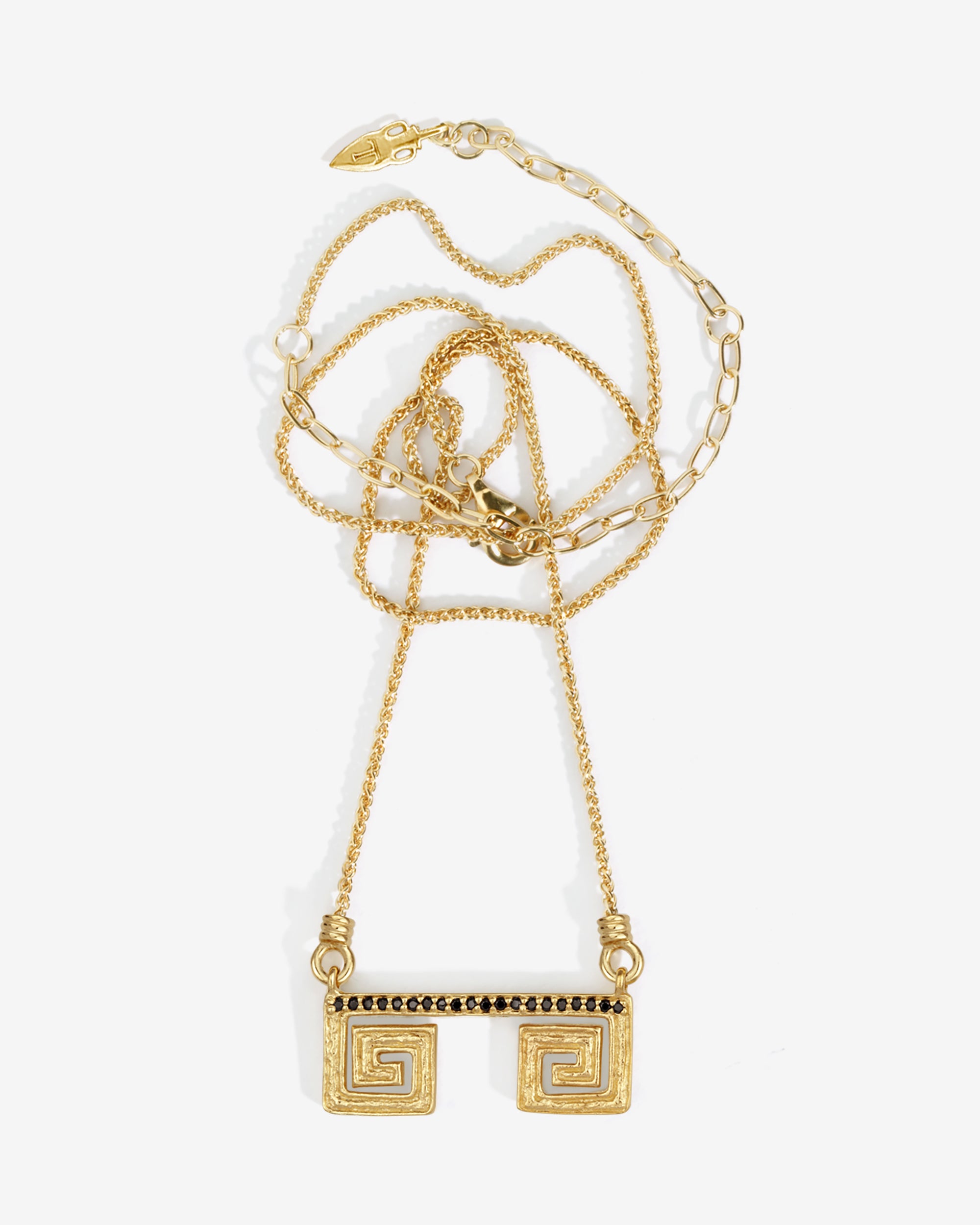 Greca Pave Necklace Gold Vermeil