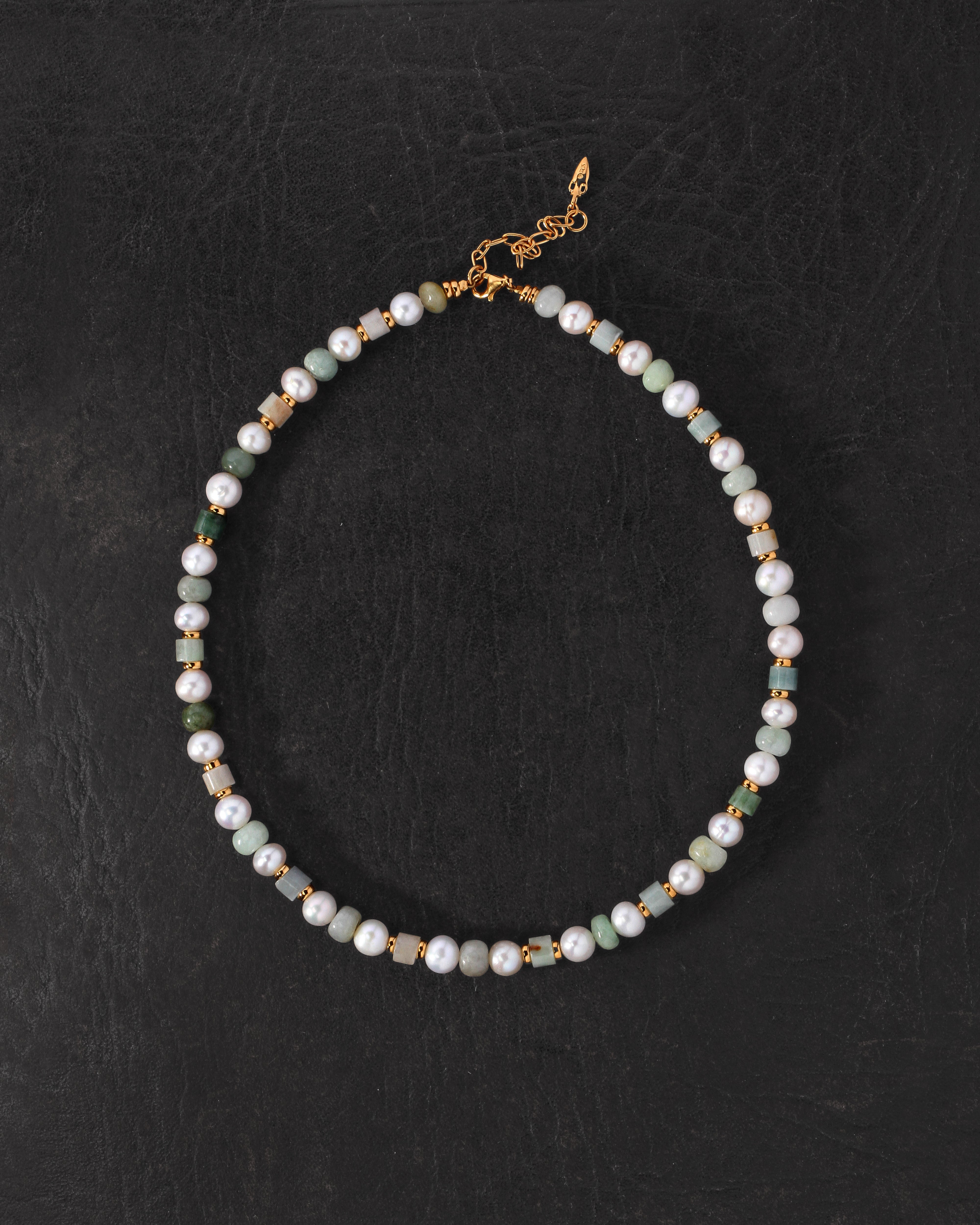 Hydra Necklace Gold Vermeil on dark leather