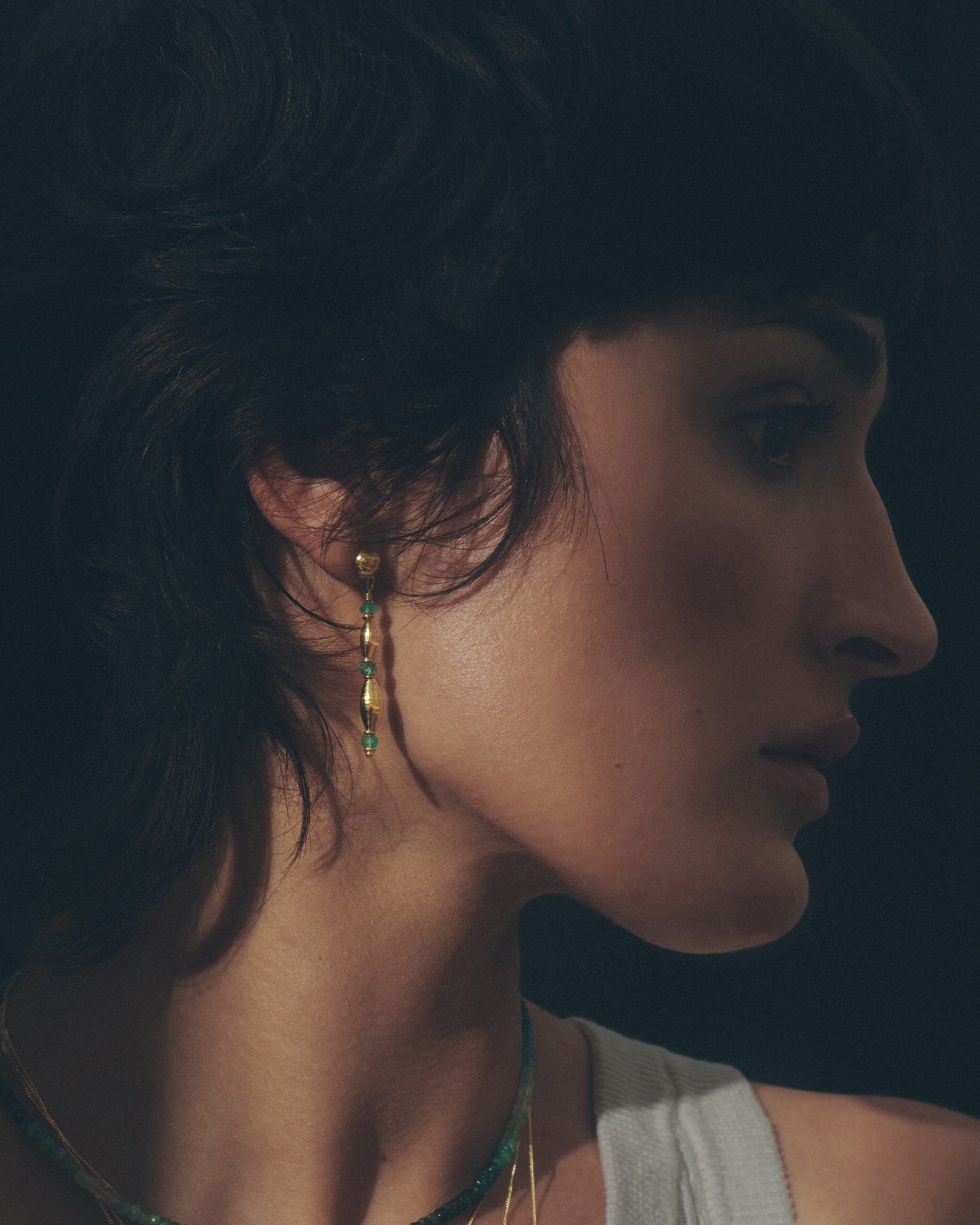 Ionia Earrings Emerald Solid Gold