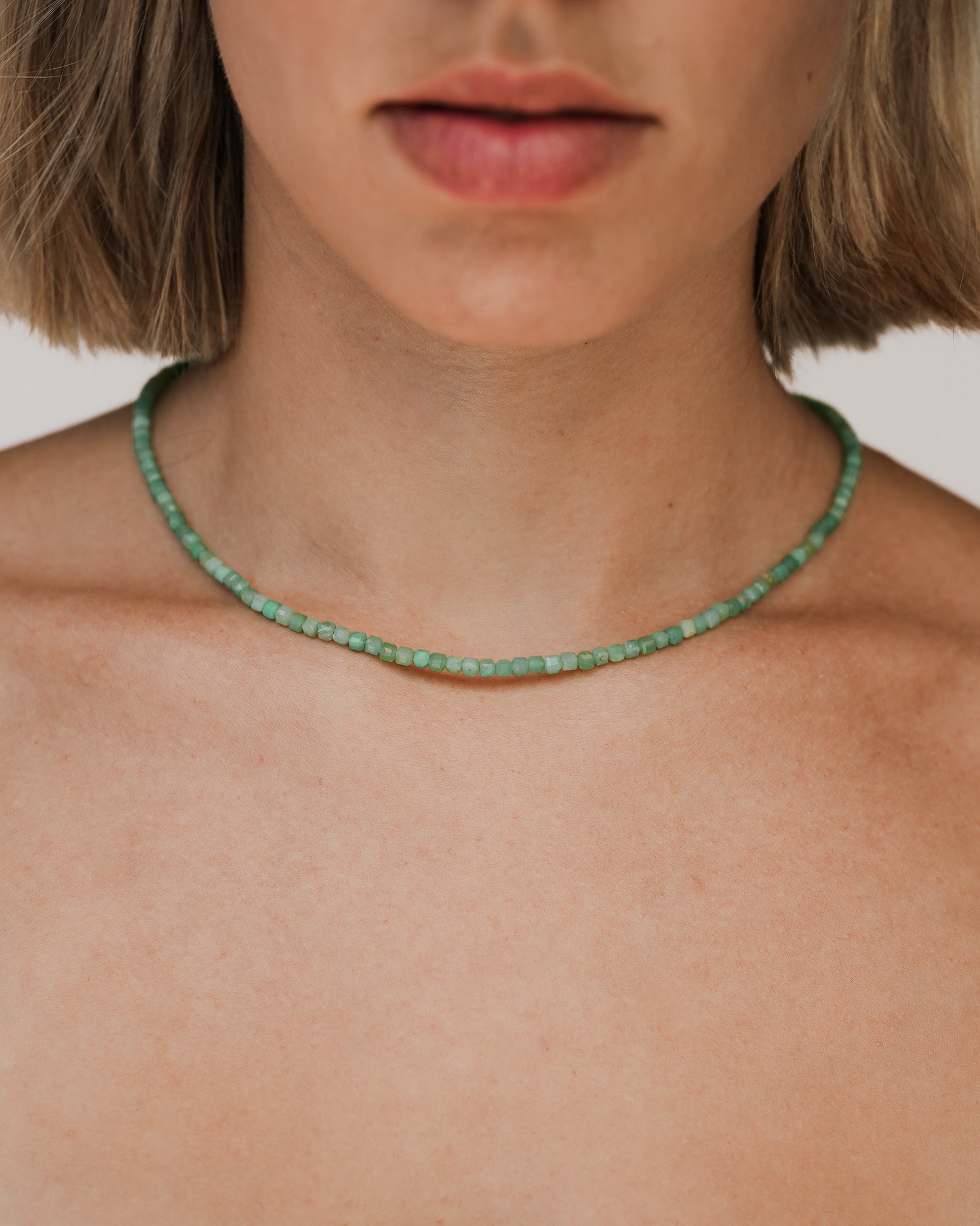 Lucien Crysophase Bead Necklace Solid Gold