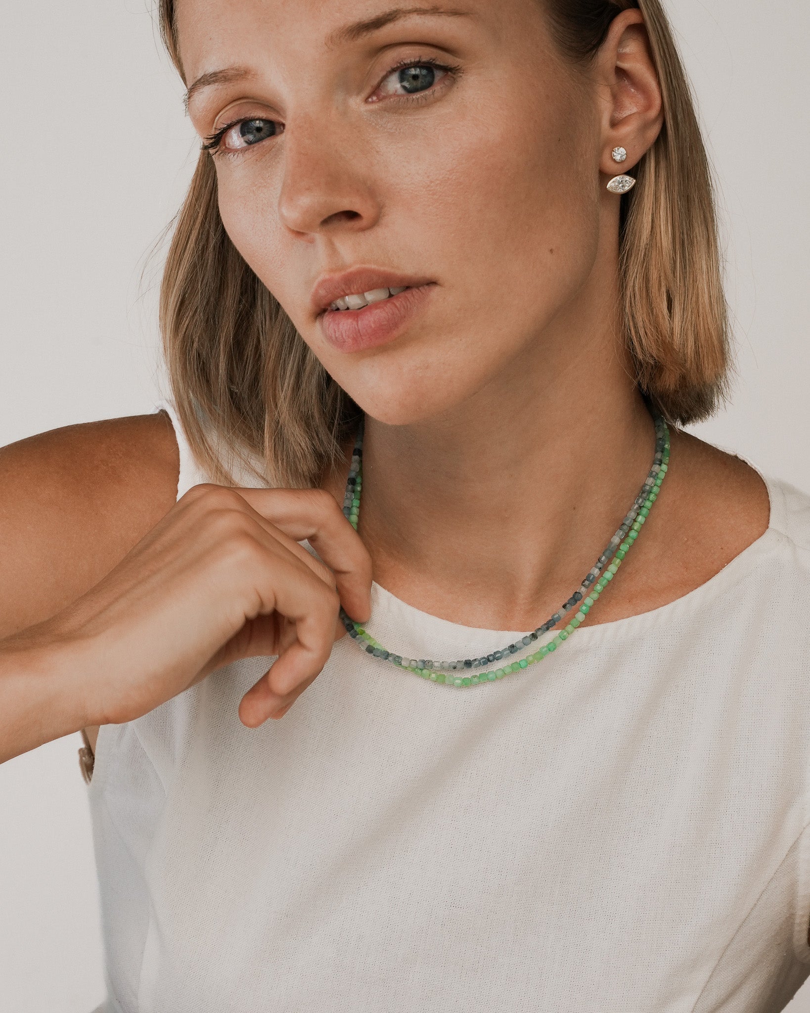 Lucien Crysophase Bead Necklace Solid Gold