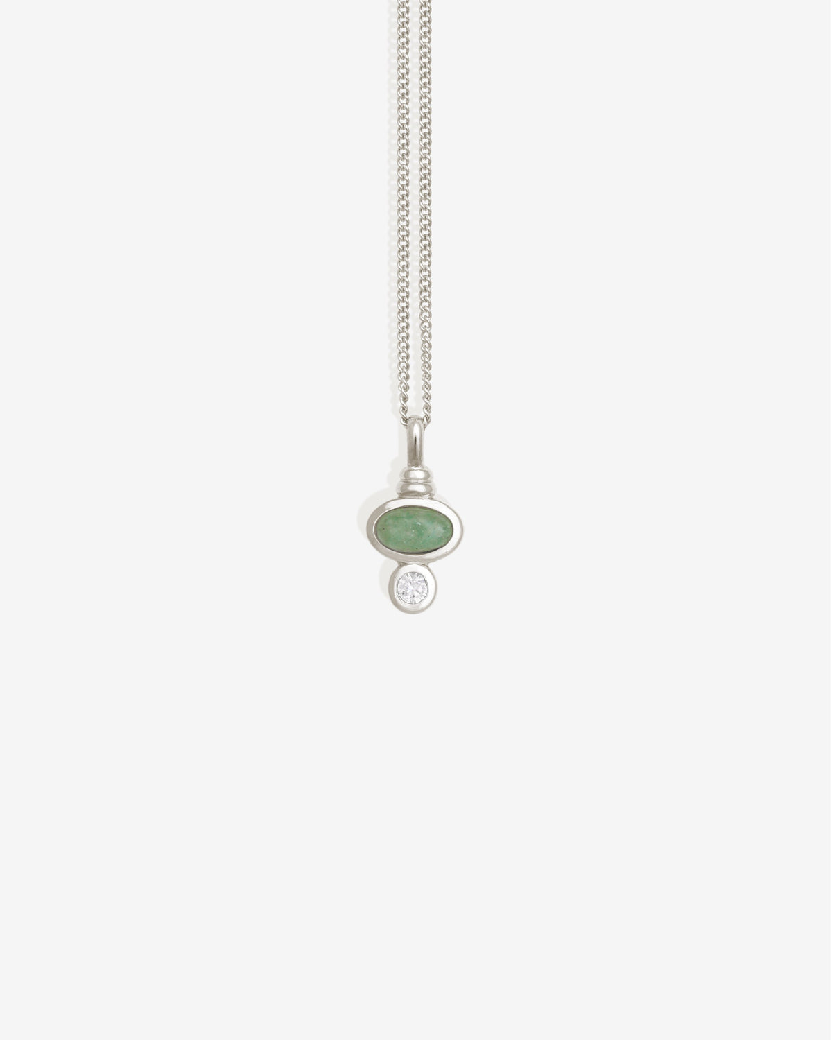 Ma Necklace Silver set with aventurine and zircon