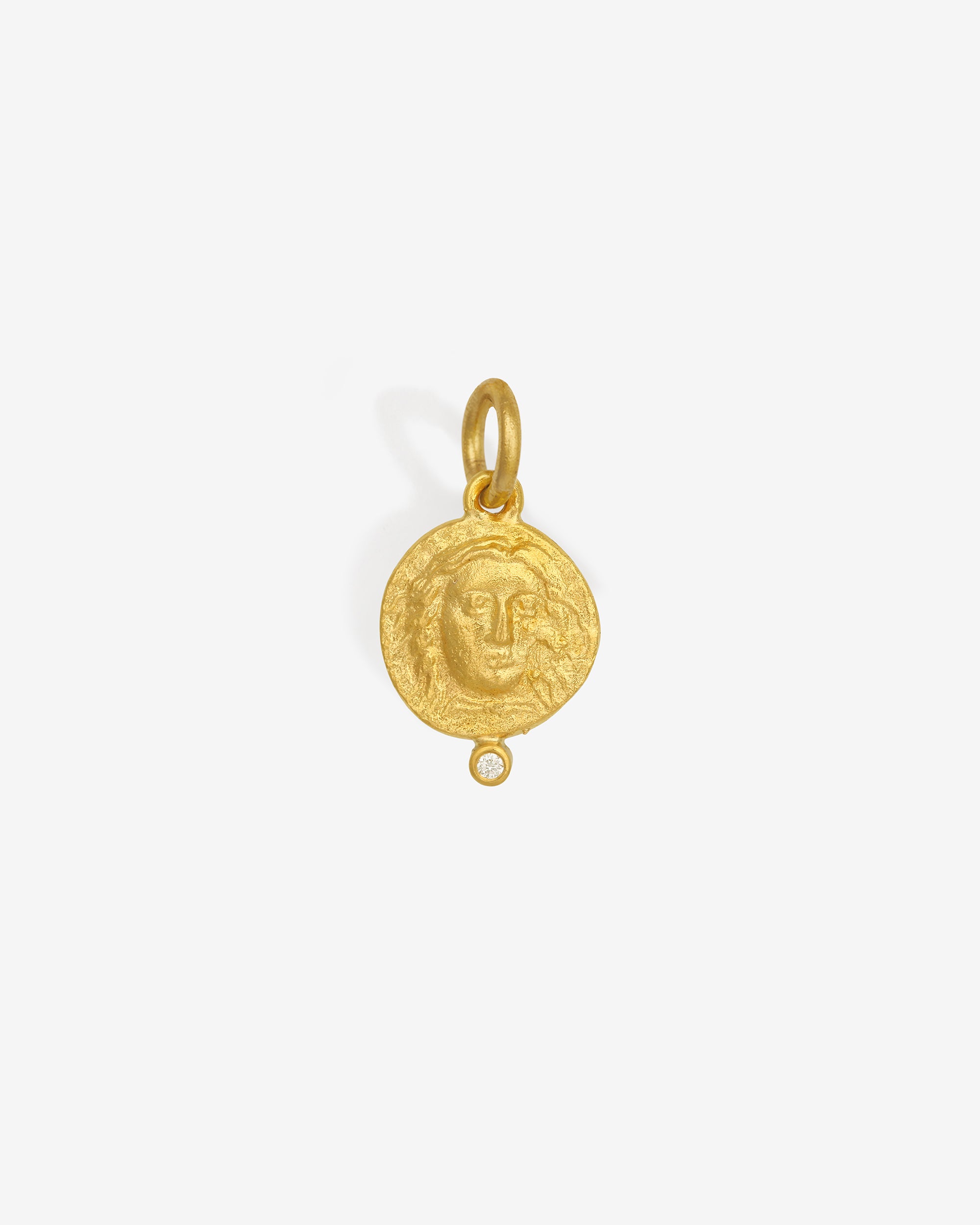 Macedon Coin Pendant Diamond Solid Gold