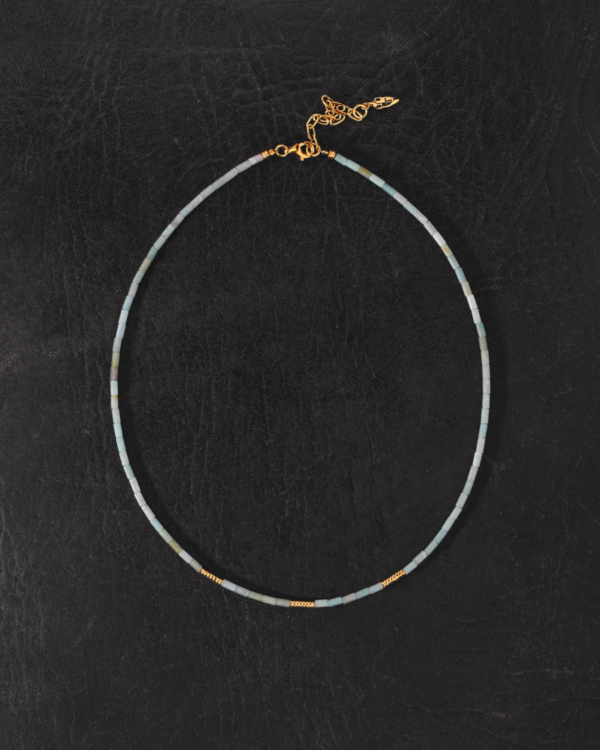 Mare Necklace Gold Vermeil on black leather