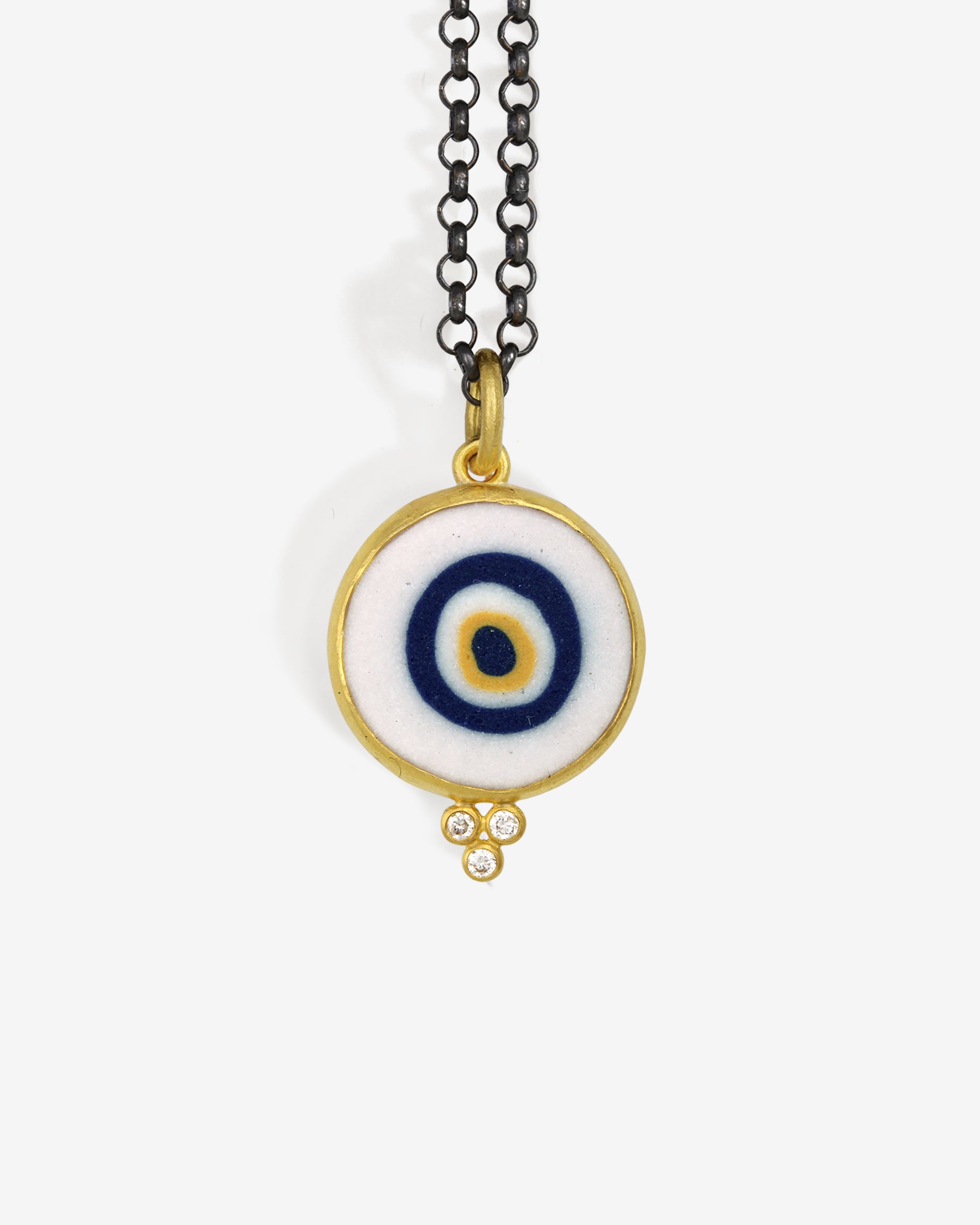 Mati Eye Necklace III White Diamond Solid Gold
