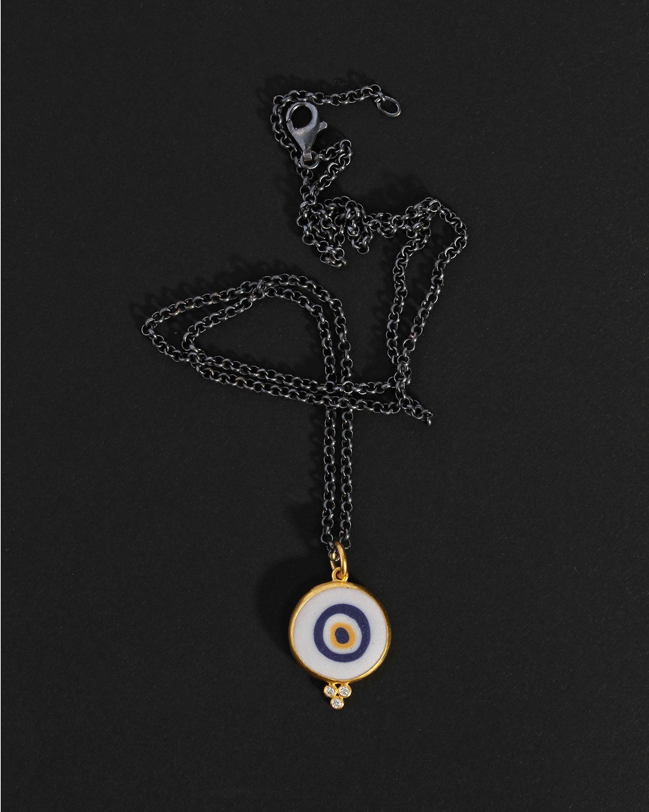 Mati Eye Necklace III White Diamond Solid Gold