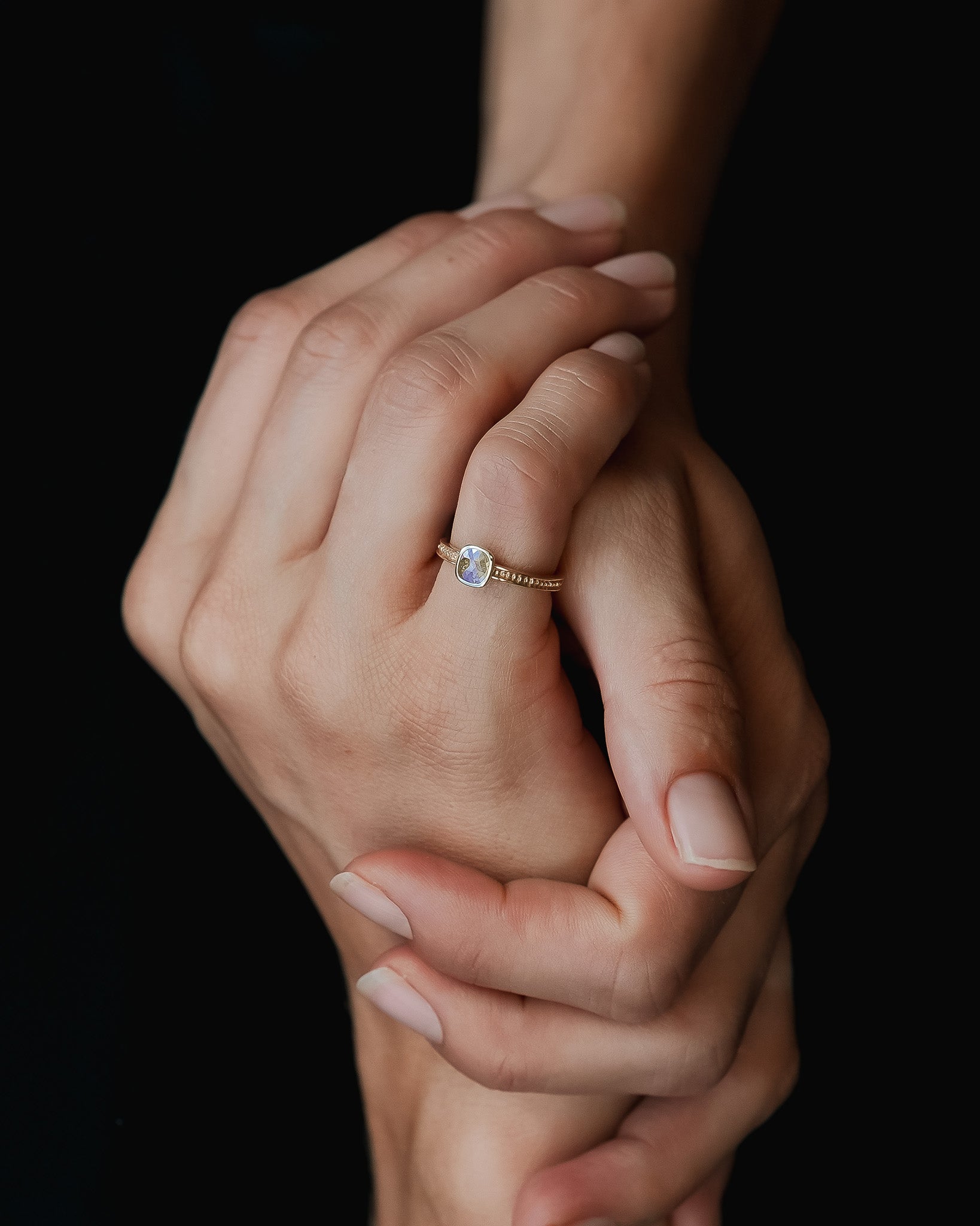 Mila Cushion Ring 0.25ct Red Vein Diamond Solid Gold