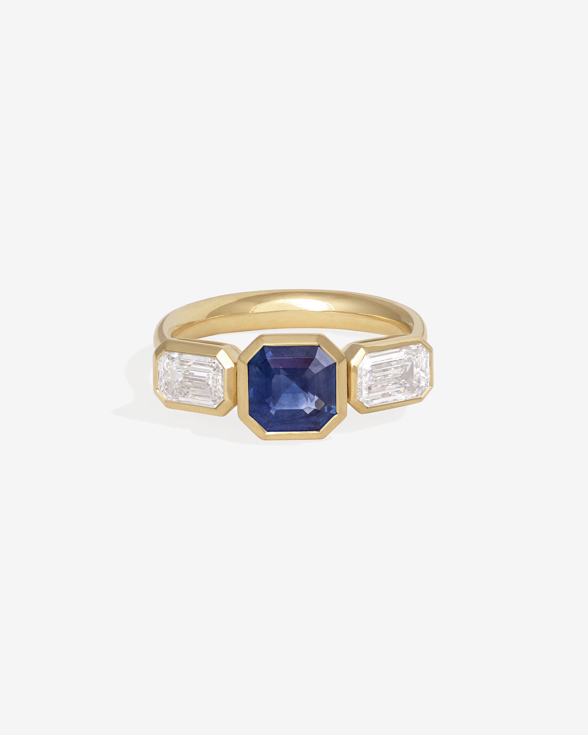 Paloma Trilogy Ring Diamond and Ceylon Sapphire Solid Gold