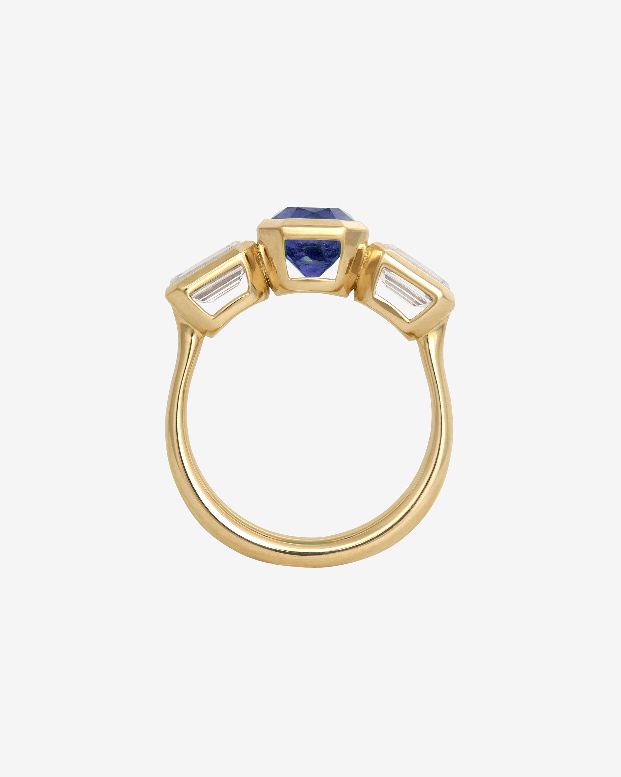 Paloma Trilogy Ring Diamond and Ceylon Sapphire Solid Gold