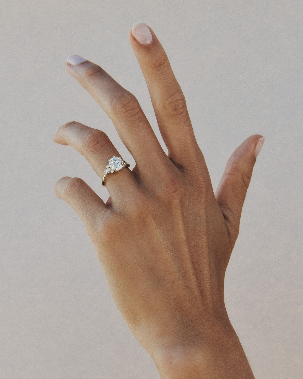 Rae Diamond Cluster Ring Solid Gold, worn on the hand