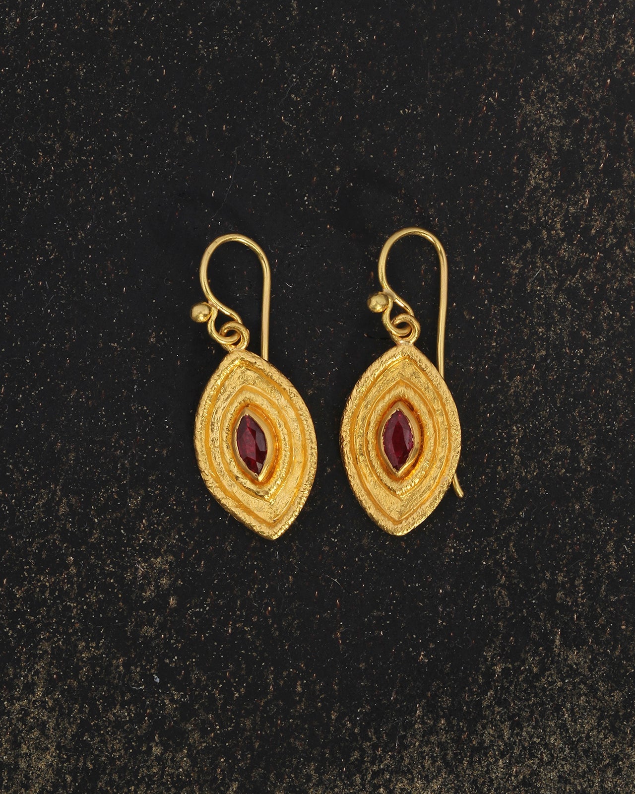Reign Earrings Ruby Solid Gold
