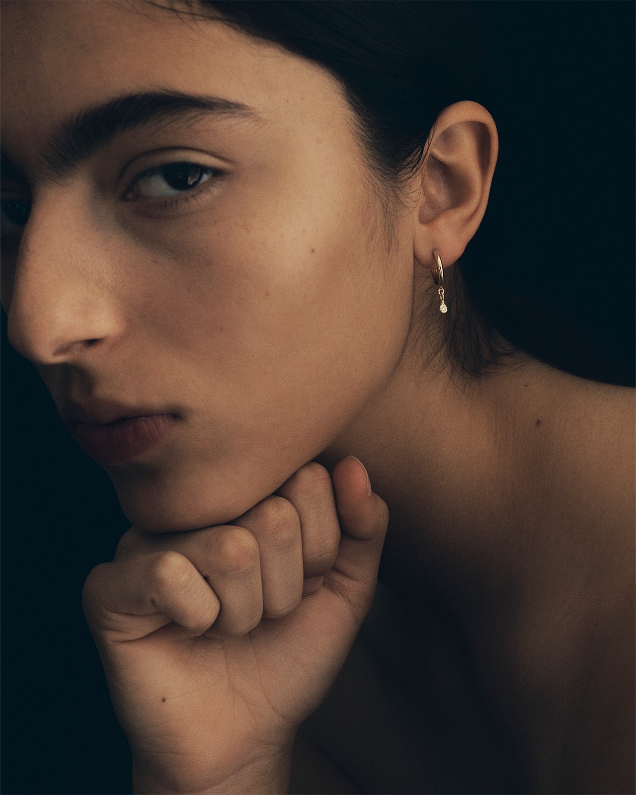 Relic Round Drop Earrings Diamond Solid Gold