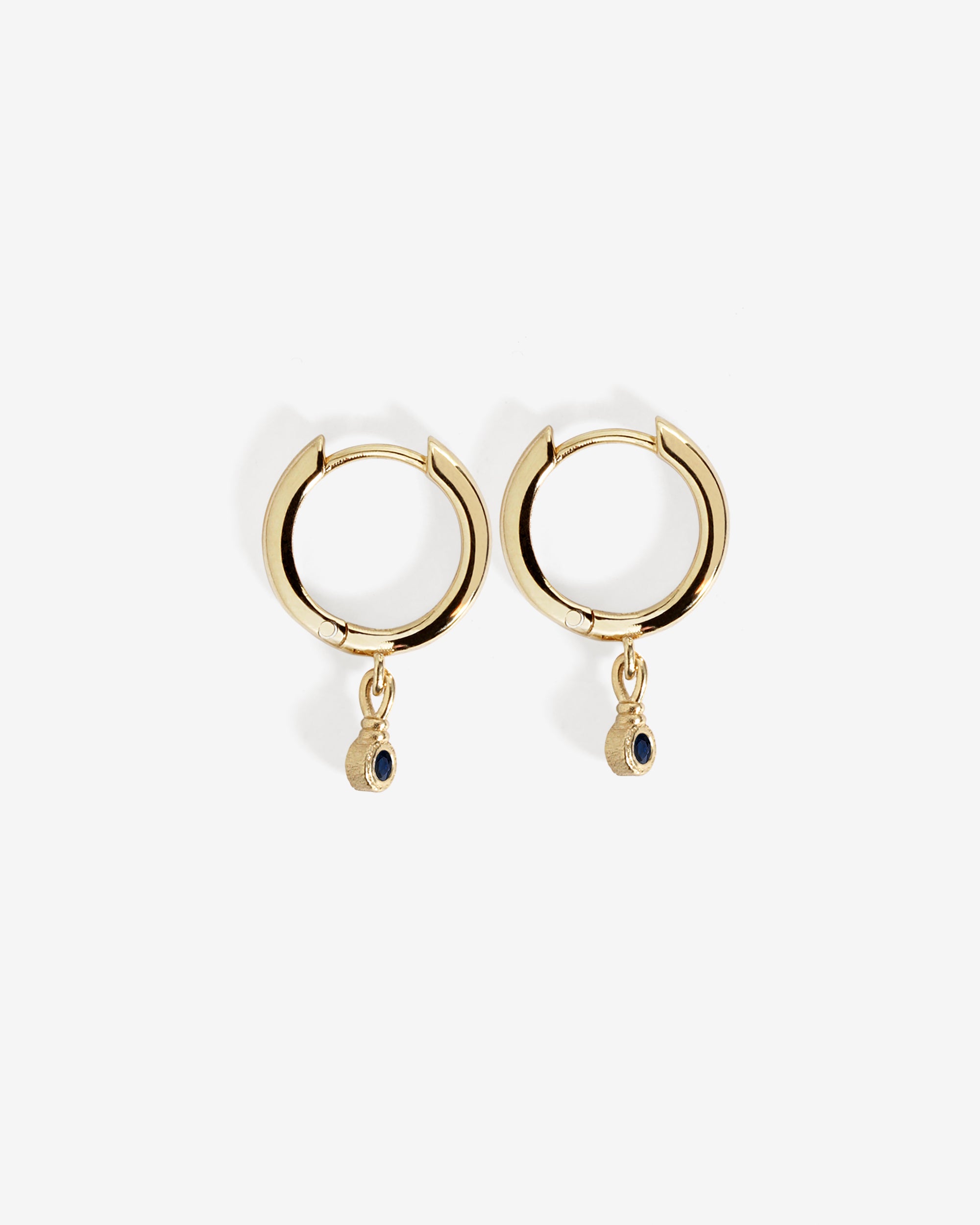 Relic Round Drop Earrings Sapphire Solid Gold