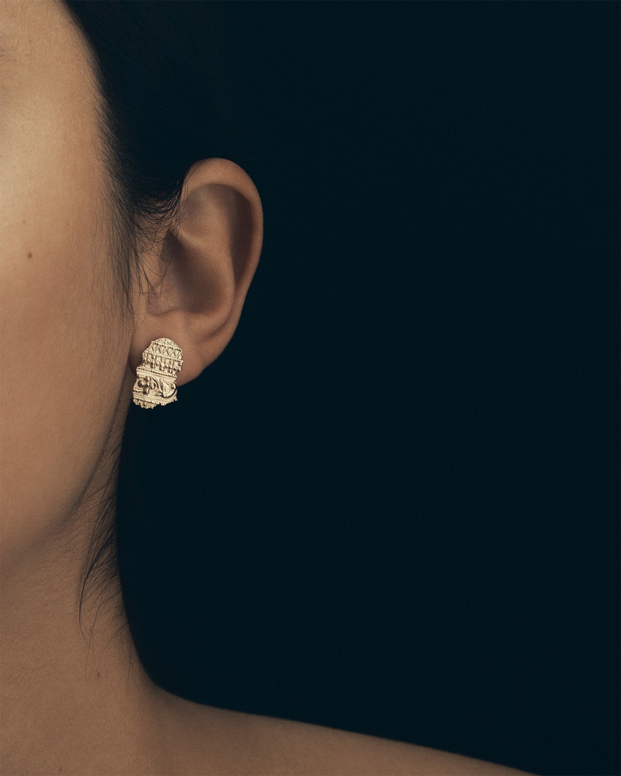 Relic VII Asymmetrical Earrings Solid Gold